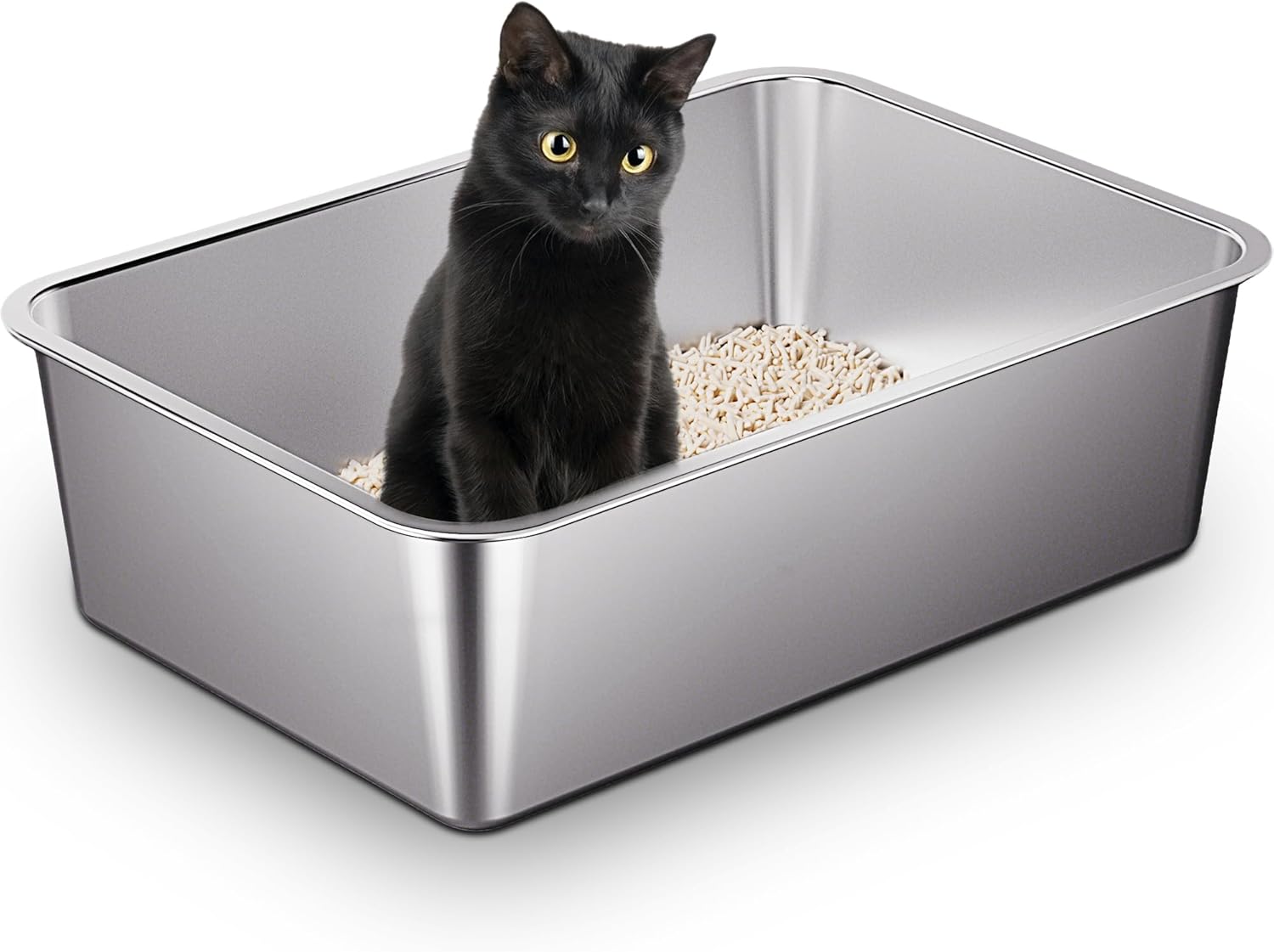 Detalle de Vealind Stainless Steel Cat Litter Tray 50L – Heavy Duty, Non-Stick, Easy to Clean