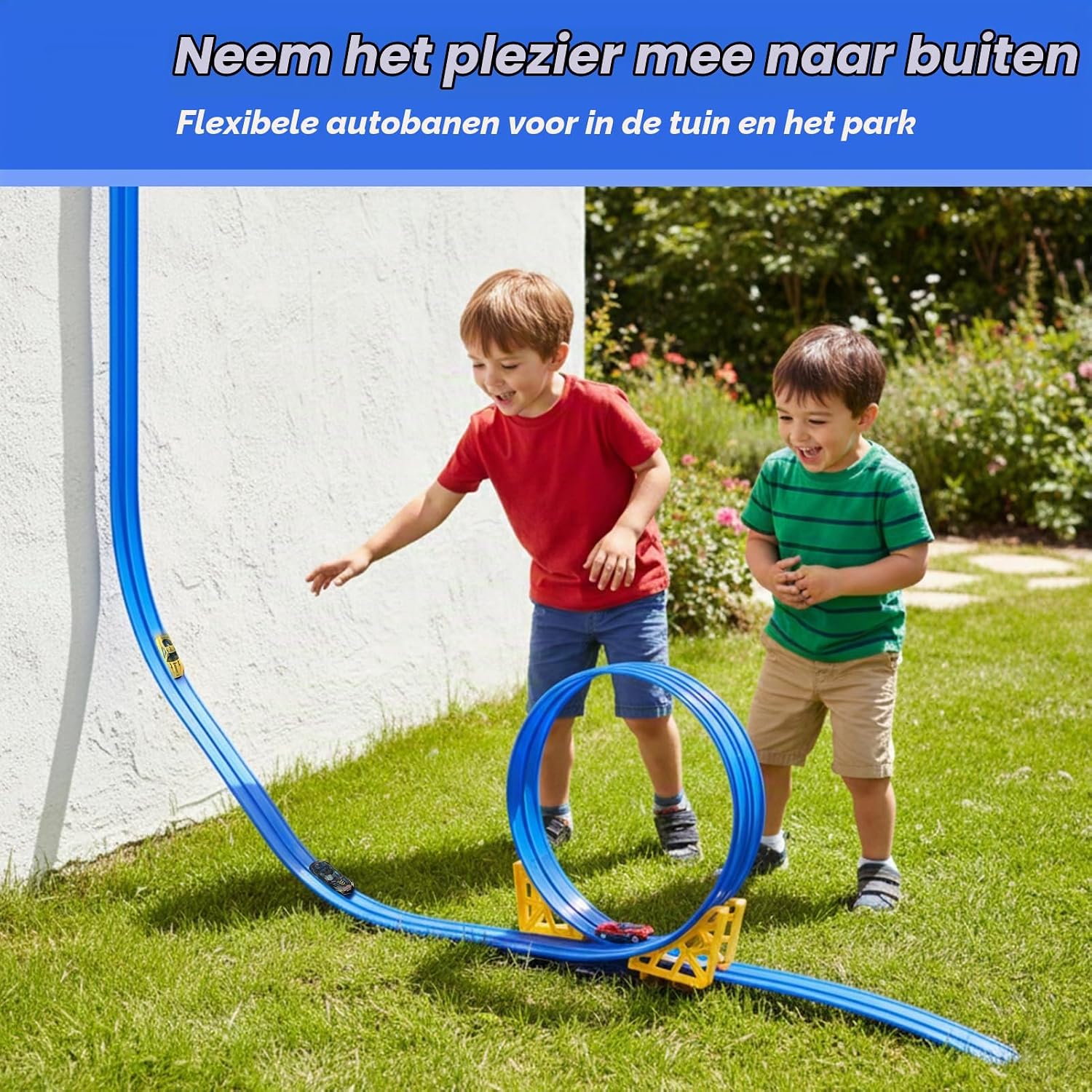 Detalle 1 de Dreamon 088-11-6m-blue flexibele dubbele racebaan, 6 meter met 4 auto's