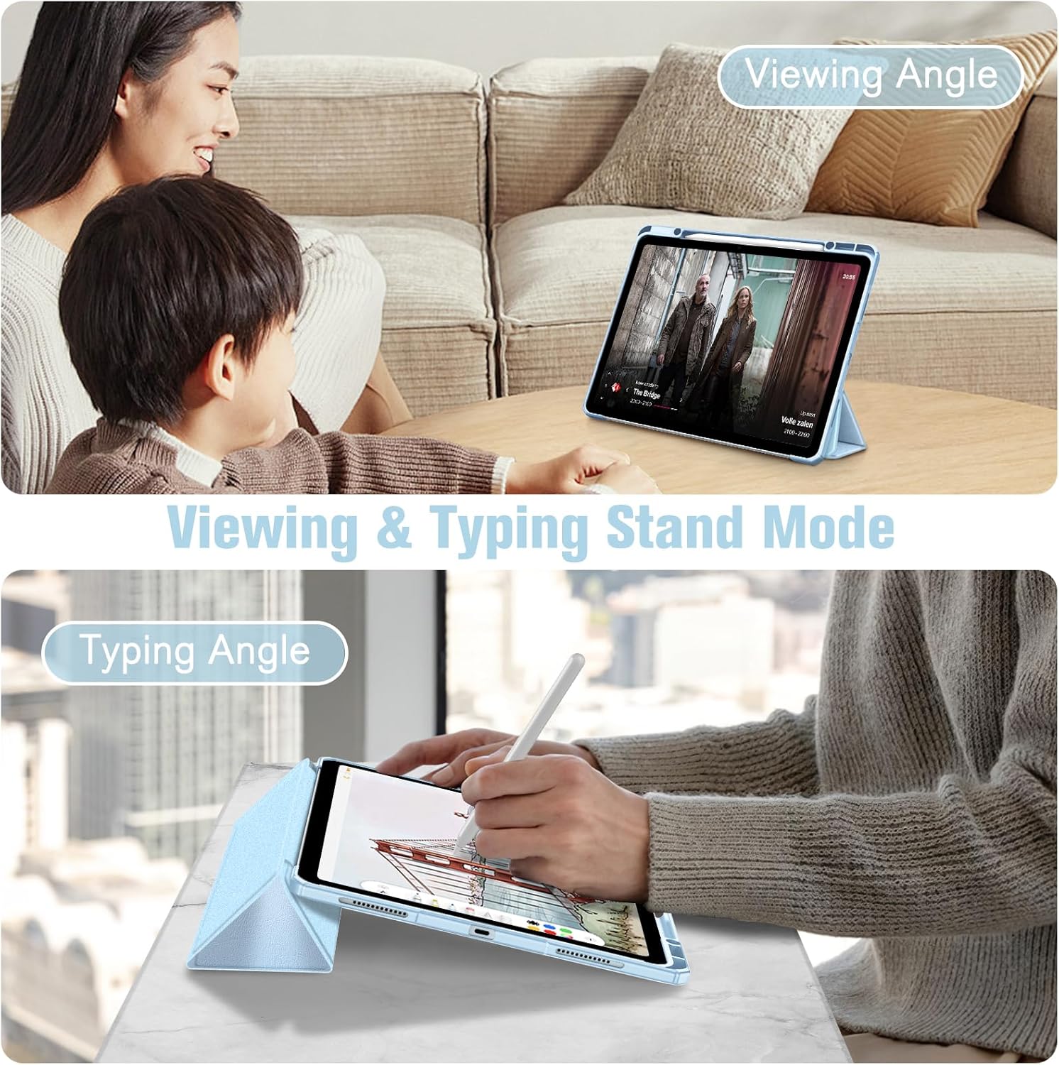 Thumbnail 2 de FINTIE Hybrid Case for iPad Air 13-inch (M4 2026 / M3 2025 / M2 2024) with Pencil Holder & Auto Wake/Sleep – Sky Blue