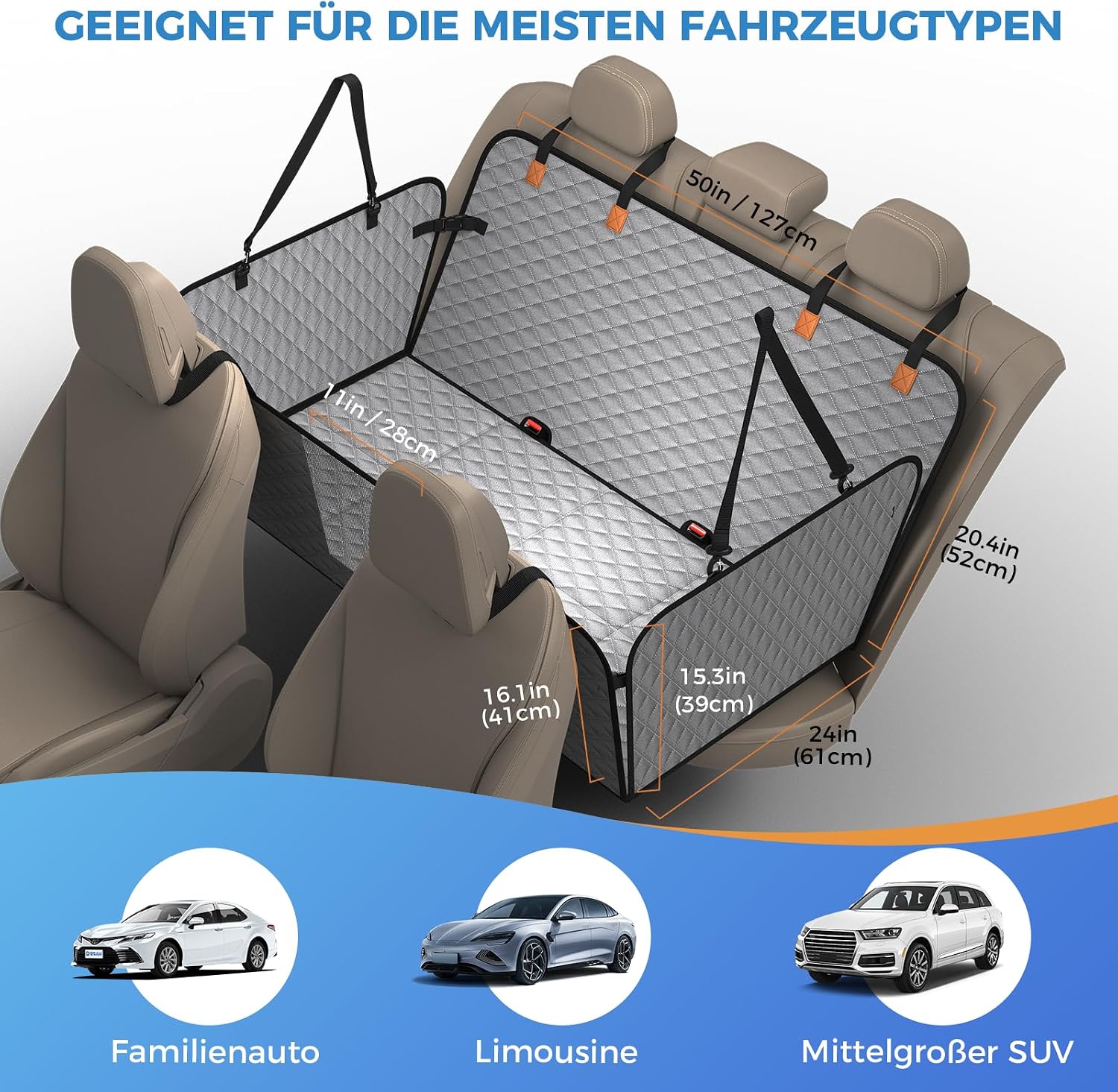 Detalle 1 de MyeMdan dog car seat cover, 600D Oxford cloth