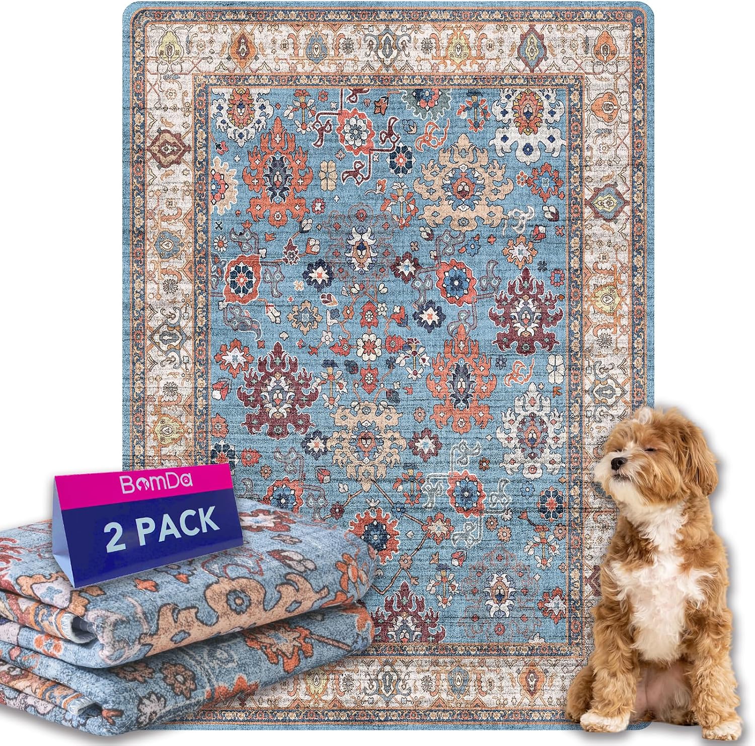 Detalle de 2 Pezzi Tappetini Assorbenti per Cani (61x91.5 cm) - Riutilizzabili, Impermeabili e Antiscivolo