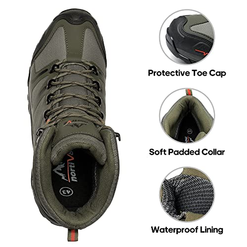 Detalle de NORTIV 8 Scarponi Trekking Uomo – Esercito Verde/Nero/Arancione, taglia 44