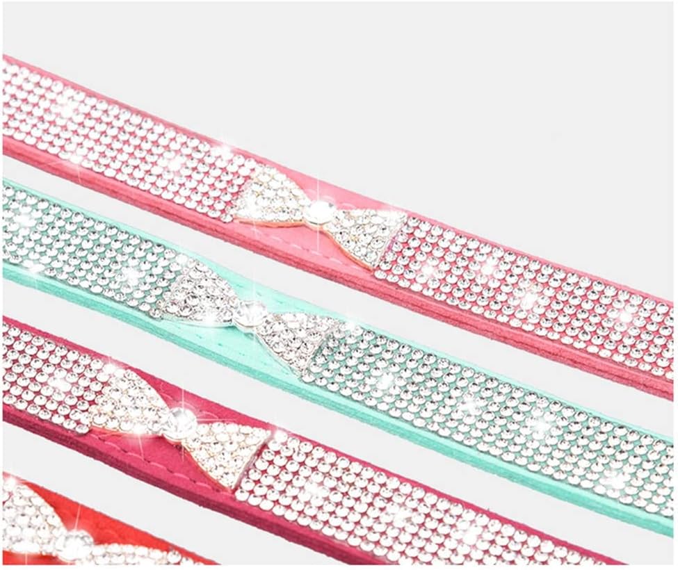 Detalle de Weimostar Small Dog Collar with Diamond Bling and Bowtie - Velvet Fabric, Adjustable Buckle