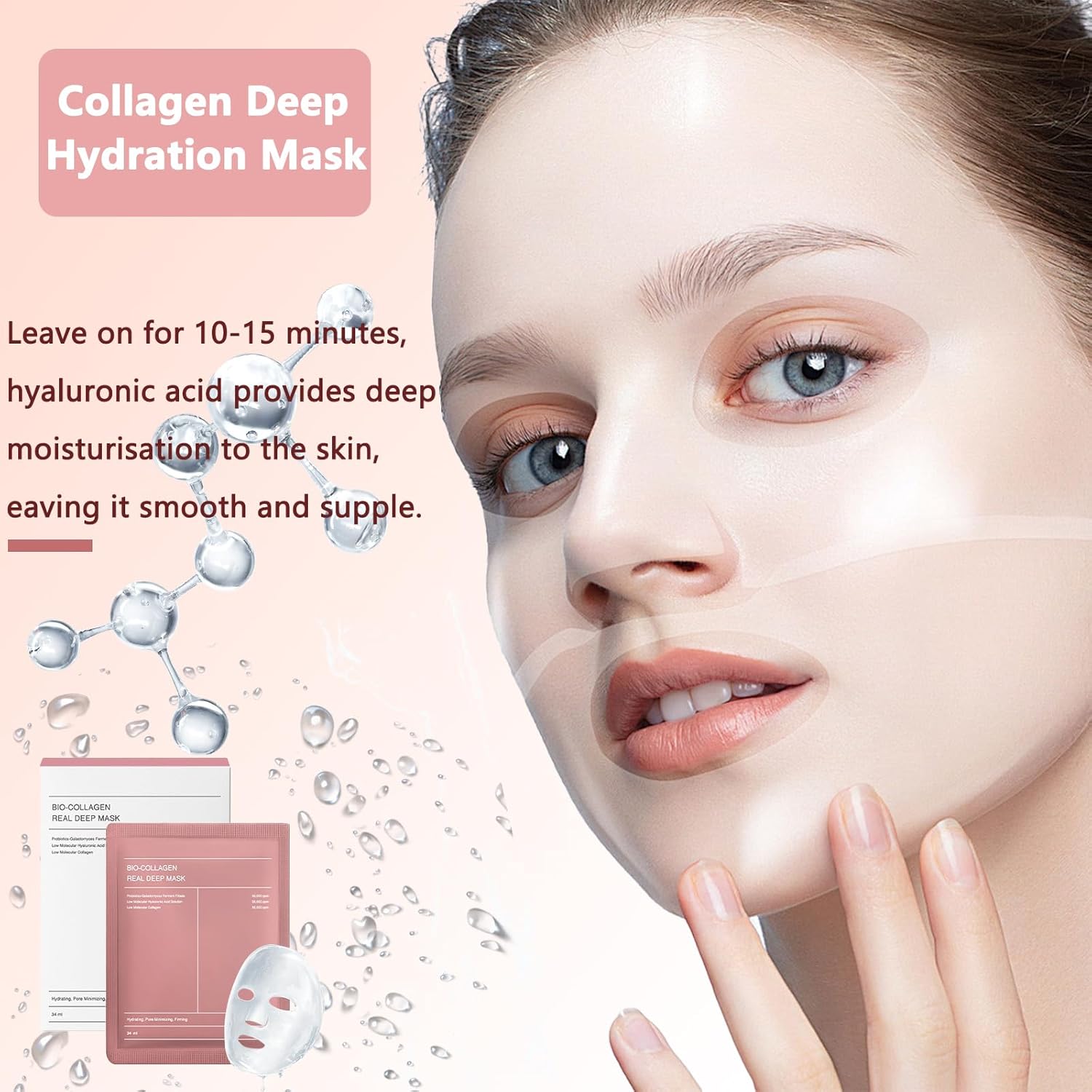 Detalle de Lawqiny 4 Pezzi Bio-Collagen Real Deep Mask — Maschera viso overnight al bio collagene