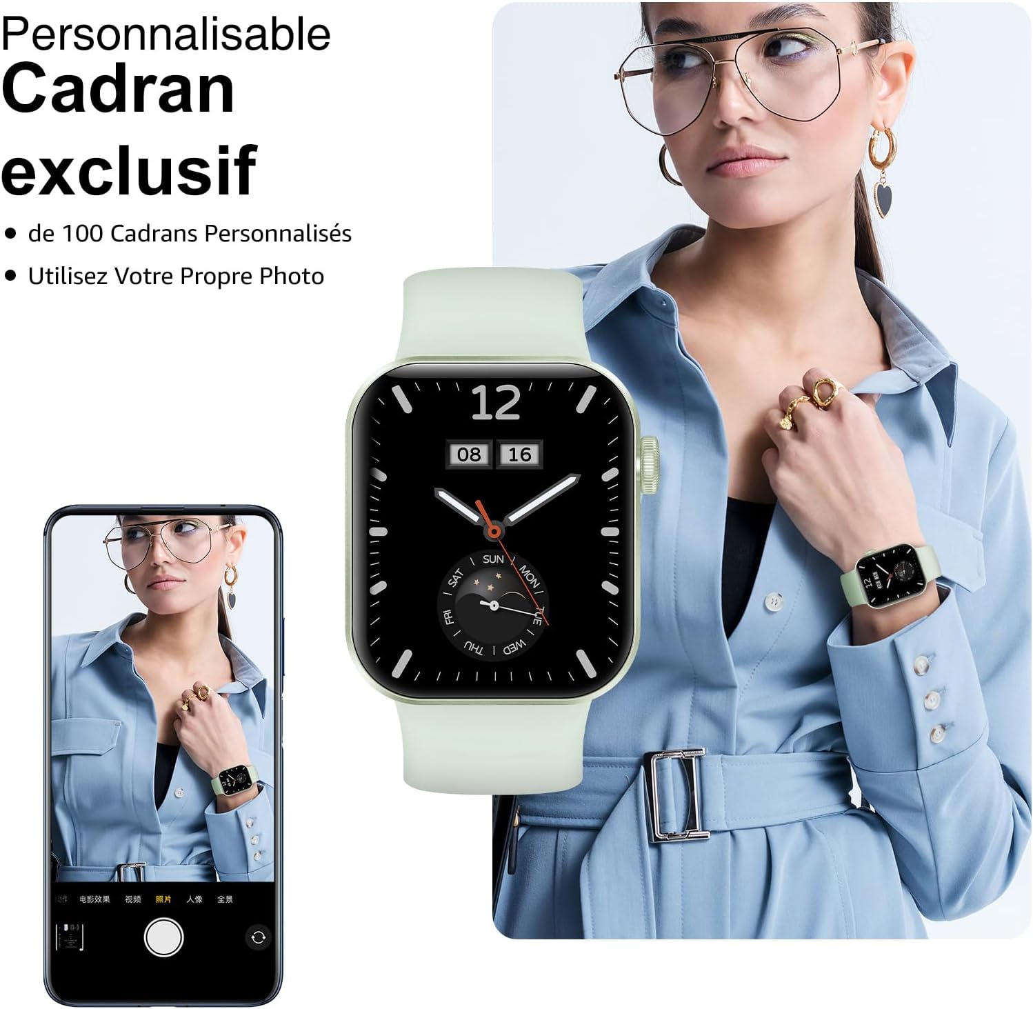 Thumbnail 5 de Montre connectée Bluetooth P2 (1,85”) : appels, 140+ modes sport, cardio et suivi du sommeil, étanche IP68