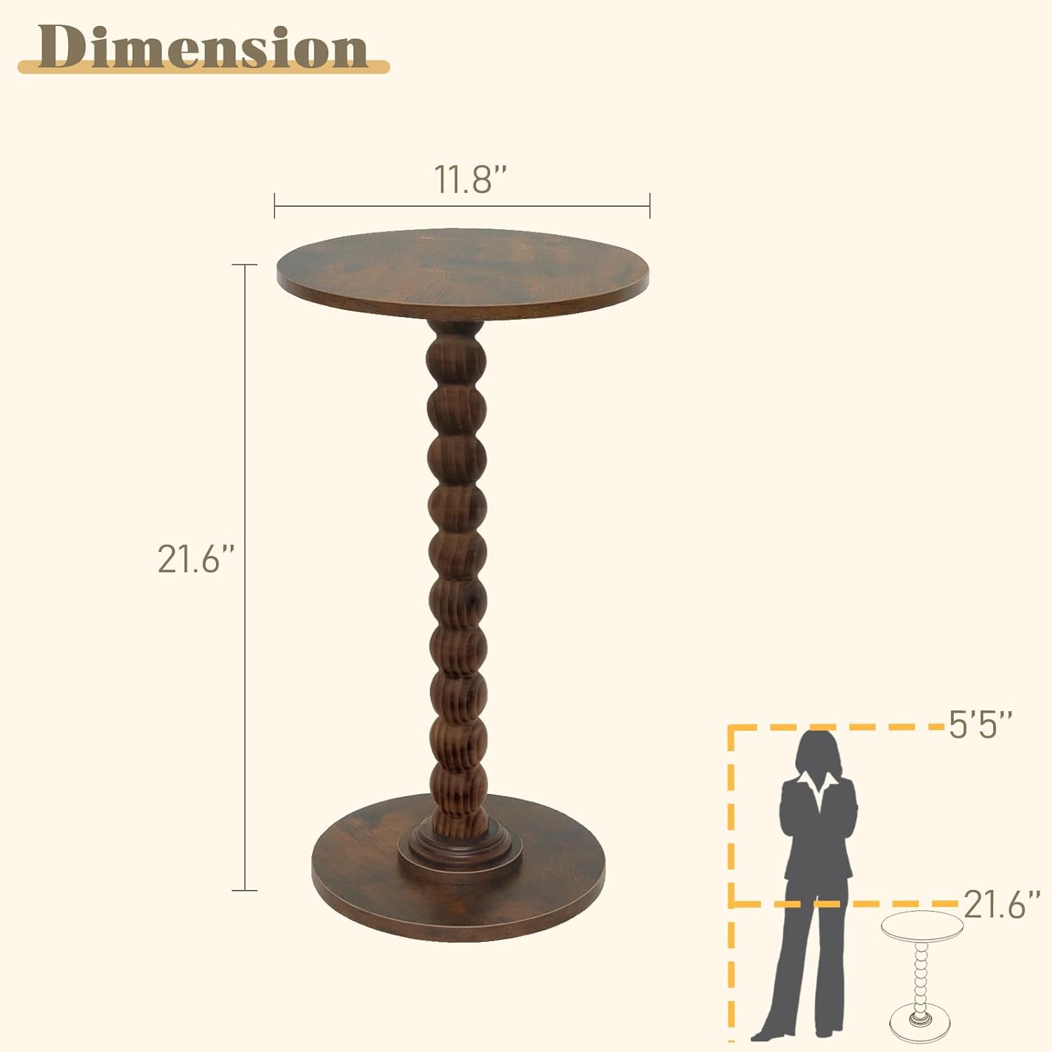 Detalle de Fultyle Round Side Table Rustic Brown