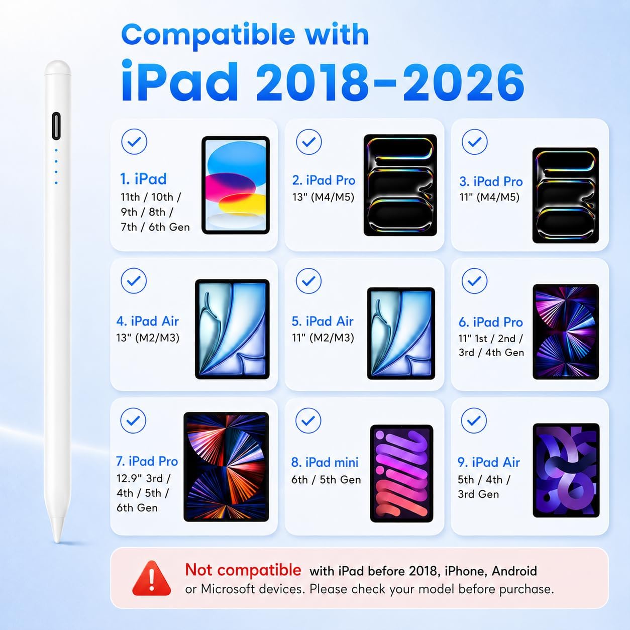 Thumbnail 3 de MEKO Pencil for Apple iPad (2018–2026): Precision, Longevity, and Snap‑on Convenience