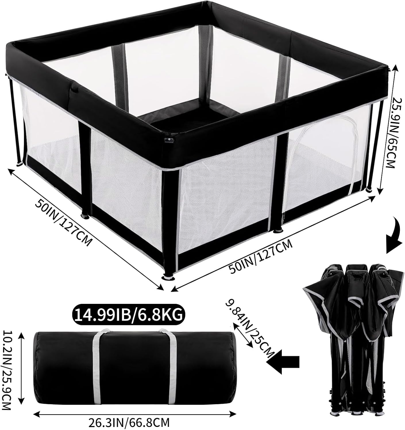 Detalle 2 de Lexixi Foldable Baby Playpen 50"x50"