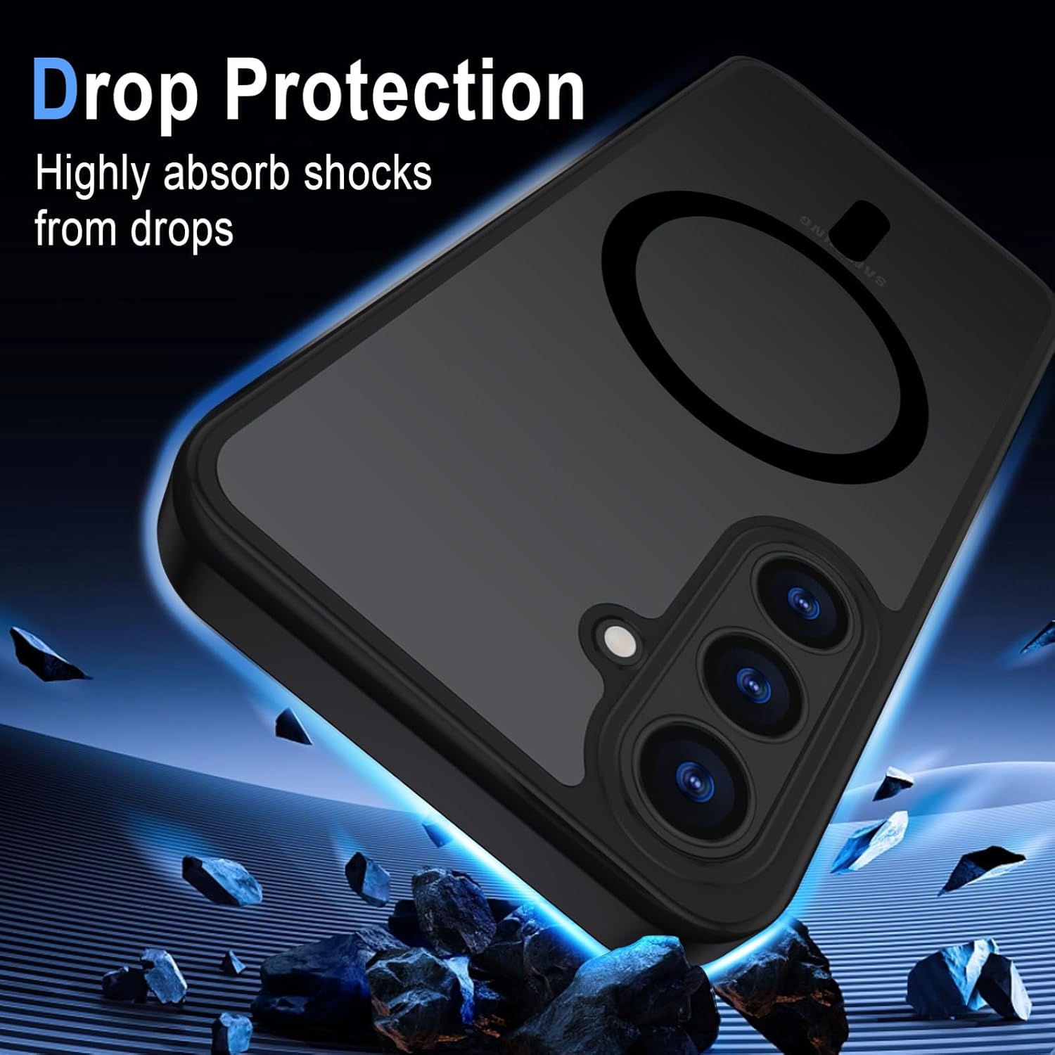 Thumbnail 4 de XTCASE Coque magnétique pour Galaxy S25 FE 5G — Étui translucide noir en PC/ TPU, protection antichoc et anti-rayures