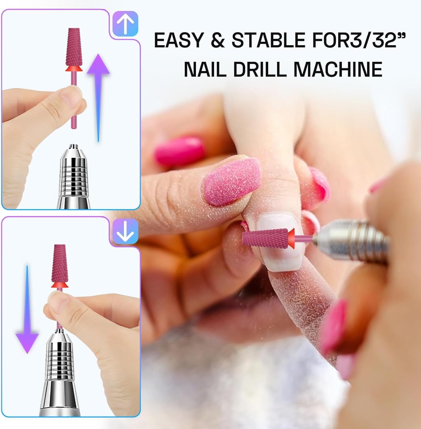 Detalle de Depvko Forets à ongles 5 en 1, embout 3/32'' en carbure de tungstène – rotation bidirectionnelle