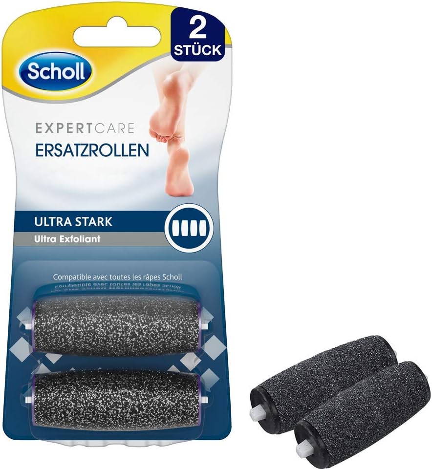 Detalle de Scholl ExpertCare Wet & Dry Ersatzrollen Ultra Stark – Nachfüller (2 Rollen) mit Diamantpartikeln