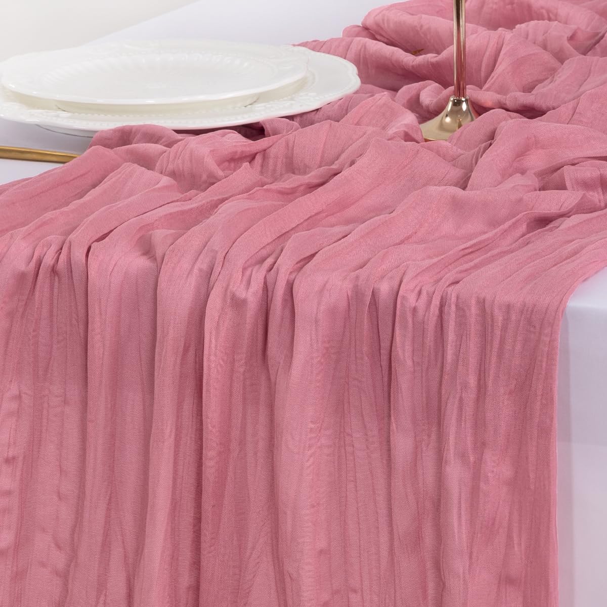 Thumbnail 5 de Socomi 10pcs Mauve Cheesecloth Table Runner 120in