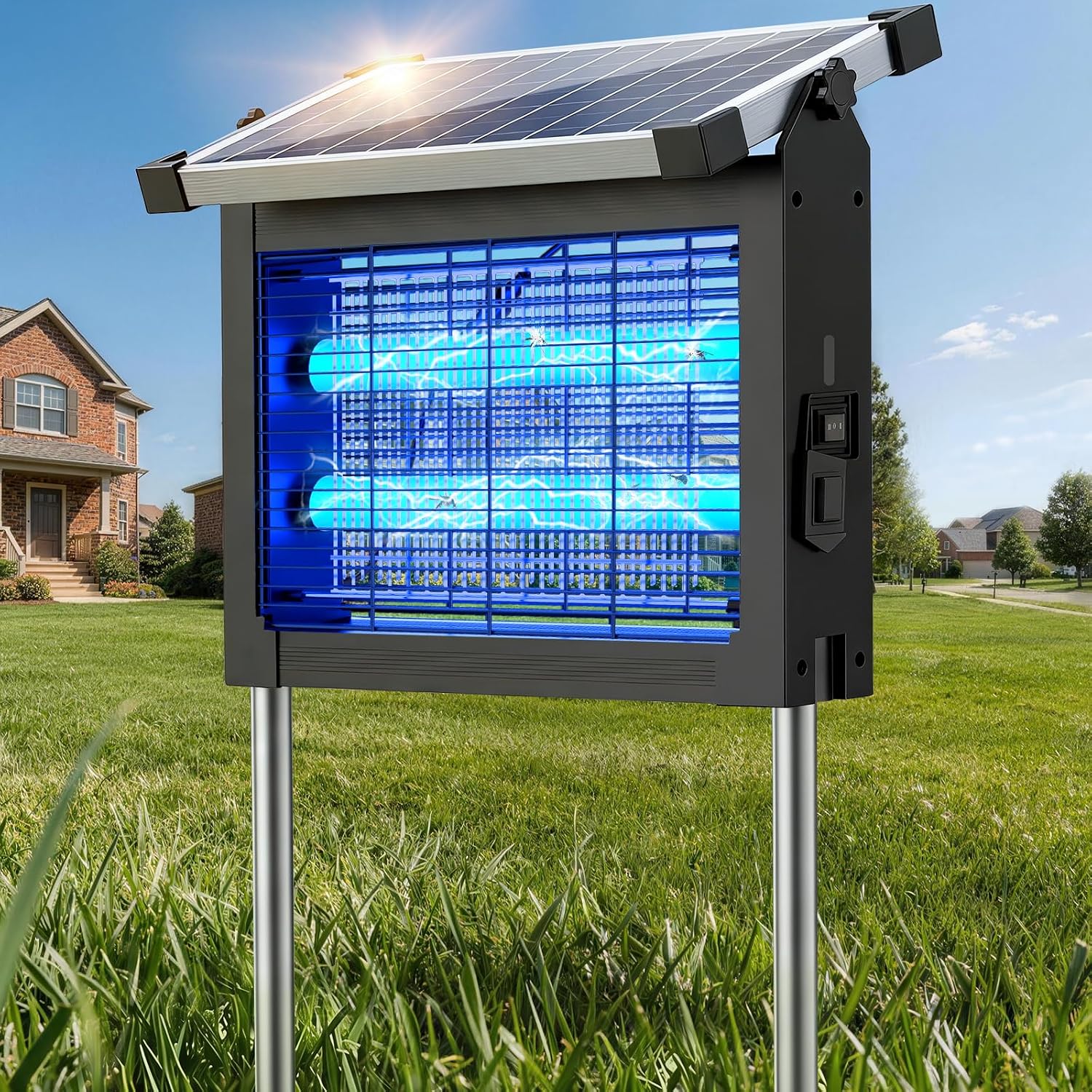 Detalle de PRANITE Lampada Solare Antizanzare 4000mAh USB Ricaricabile – 2 in 1, luce LED e protezione zanzare