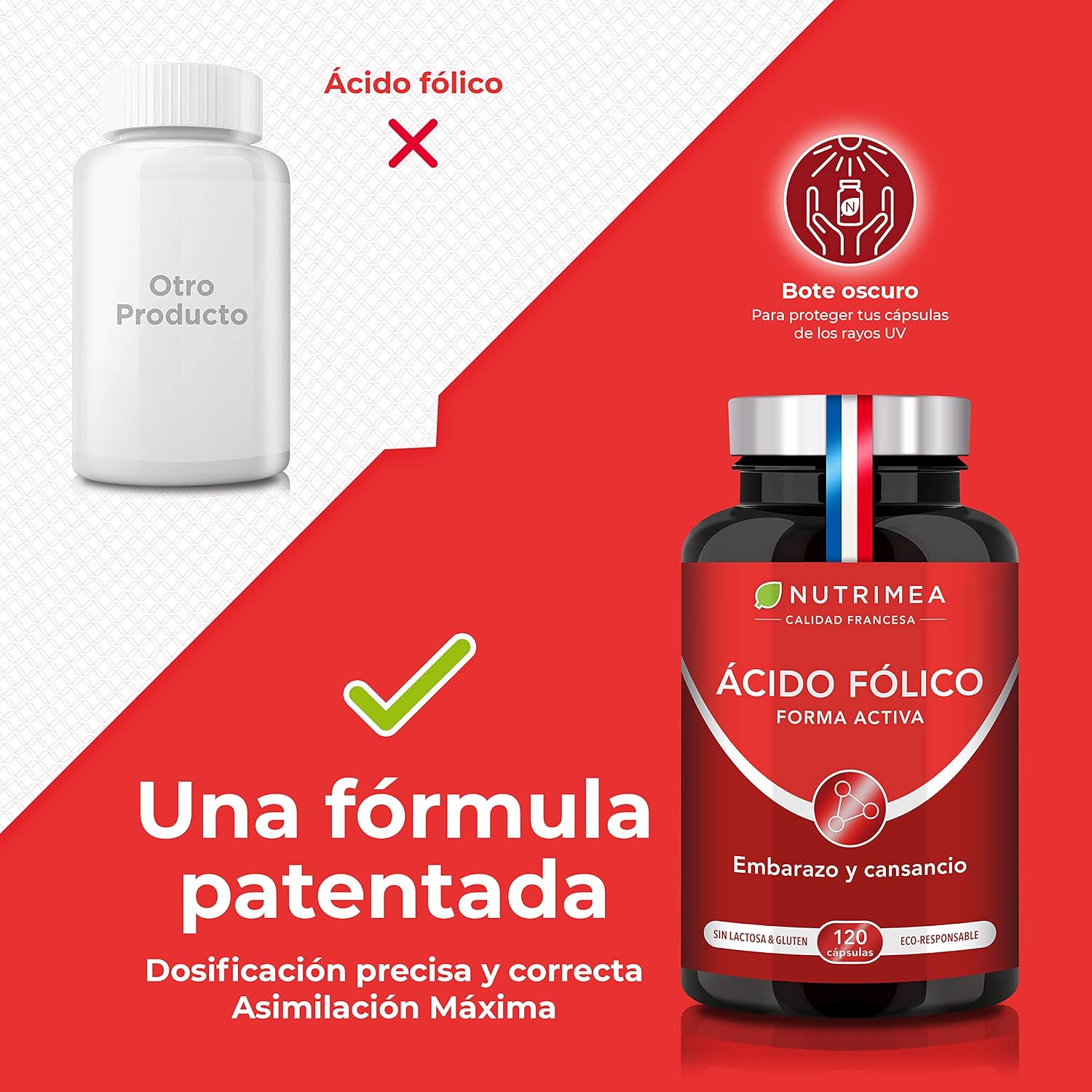 Detalle de Ácido Fólico Vitamina B9 400µg 120 cápsulas veganas