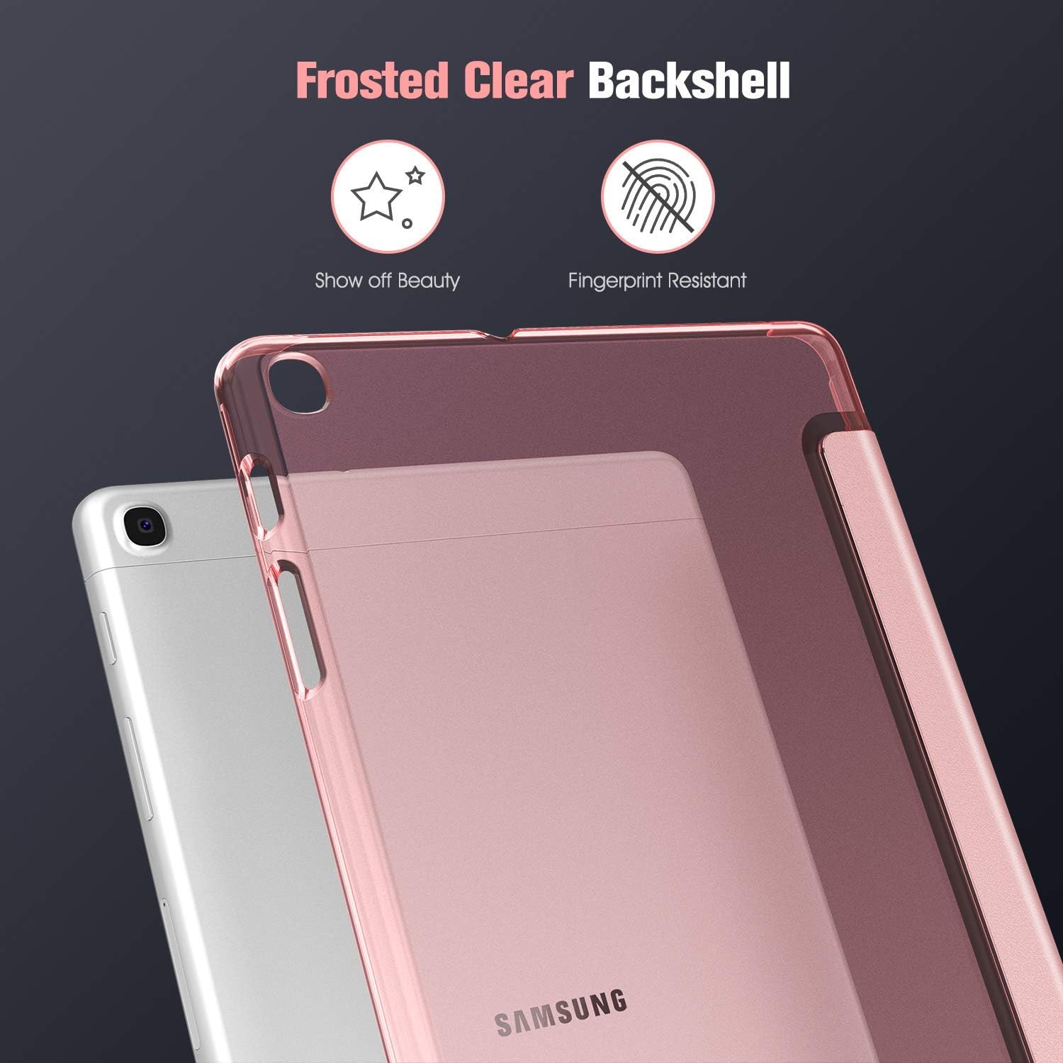 Thumbnail 3 de Fintie Schutzhülle für Samsung Galaxy Tab A 10,1 (SM-T510/T515, 2019) – ultradünn mit transparenter Rückseite in Roségold