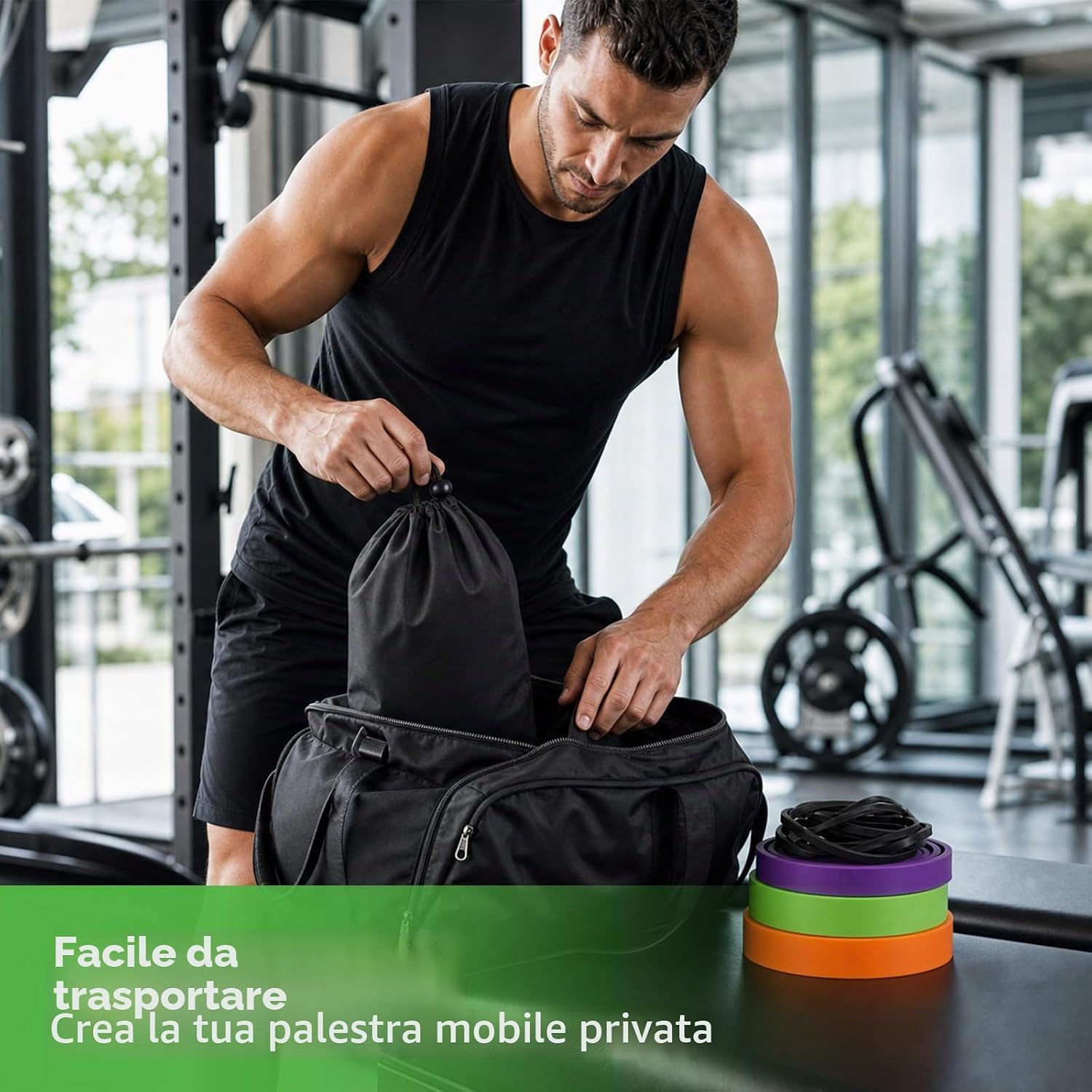 Thumbnail 6 de Fokky Elastici Fitness Set: 4 livelli di resistenza con ancoraggio porta e borsa