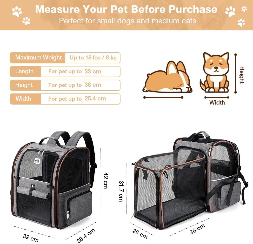 Detalle 2 de Lekespring Erweiterbar Katzenrucksack 8 kg