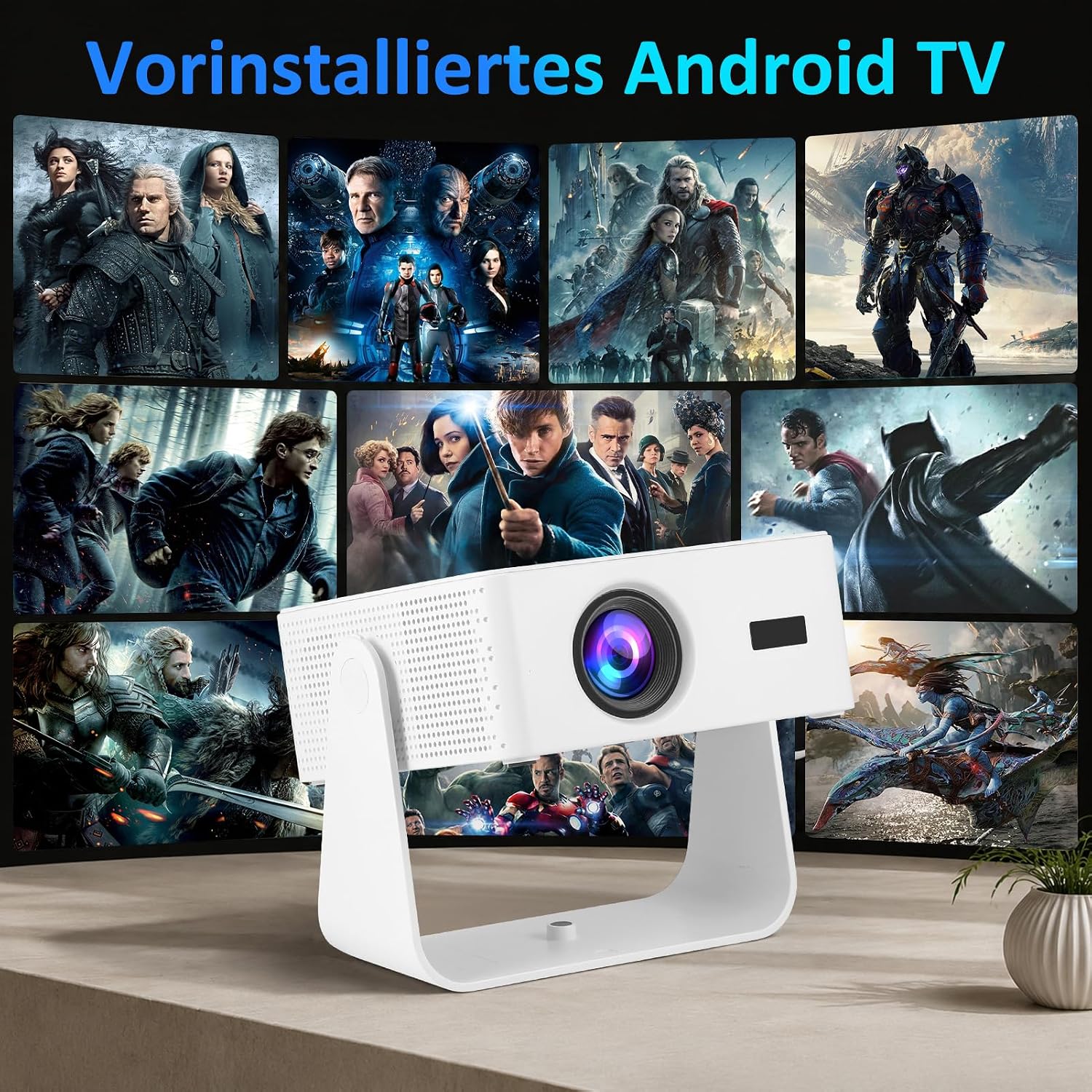 Detalle 2 de 2026 Neuer Smart Mini Beamer mit integriertem Android 13 – Tragbar, 4K-Decoding, Full HD 1080p