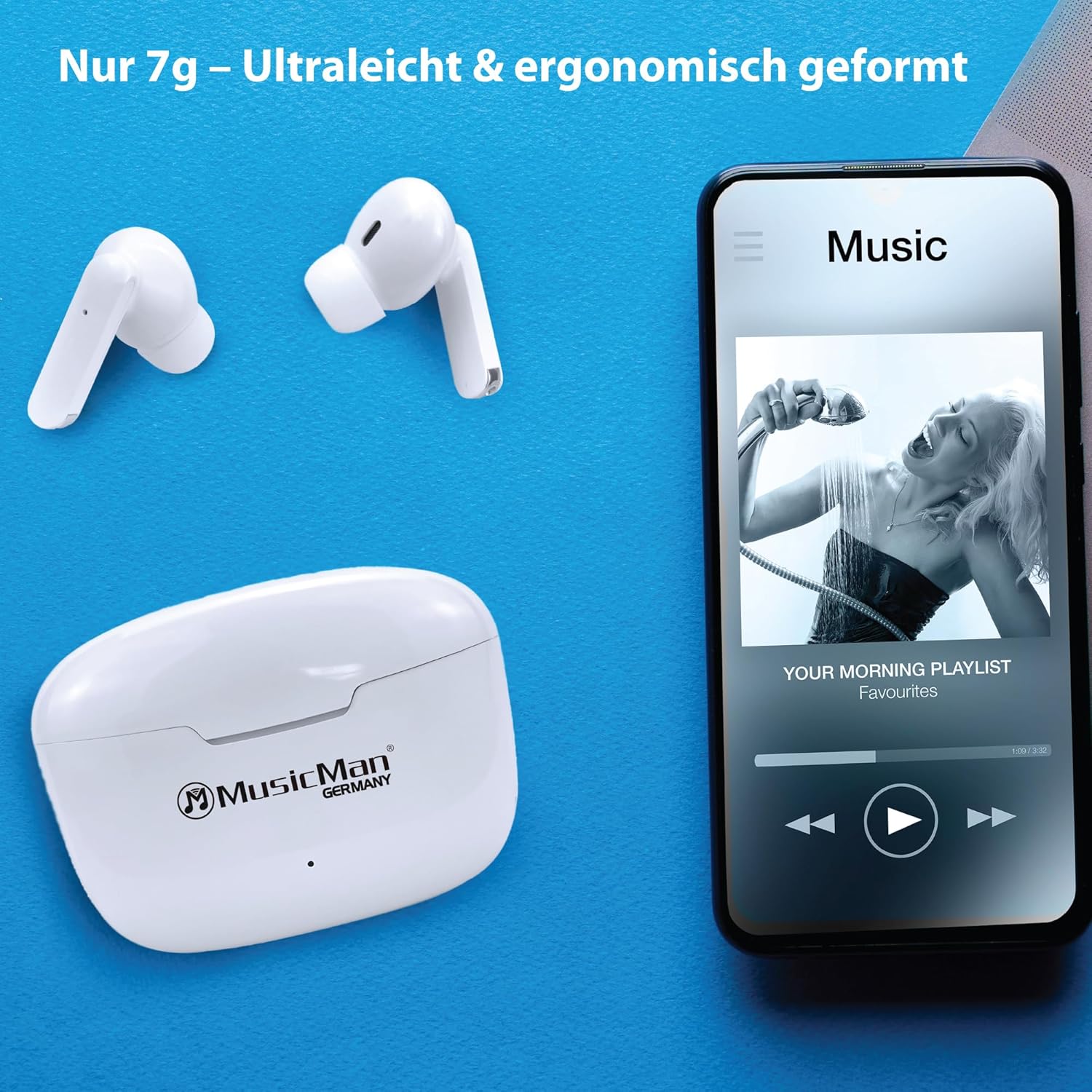 Thumbnail 5 de MusicMan BT-X63: True Wireless In-Ear Kopfhörer mit Ladebox – 16 h Laufzeit, Bluetooth 5.3, USB-C, Mikrofon