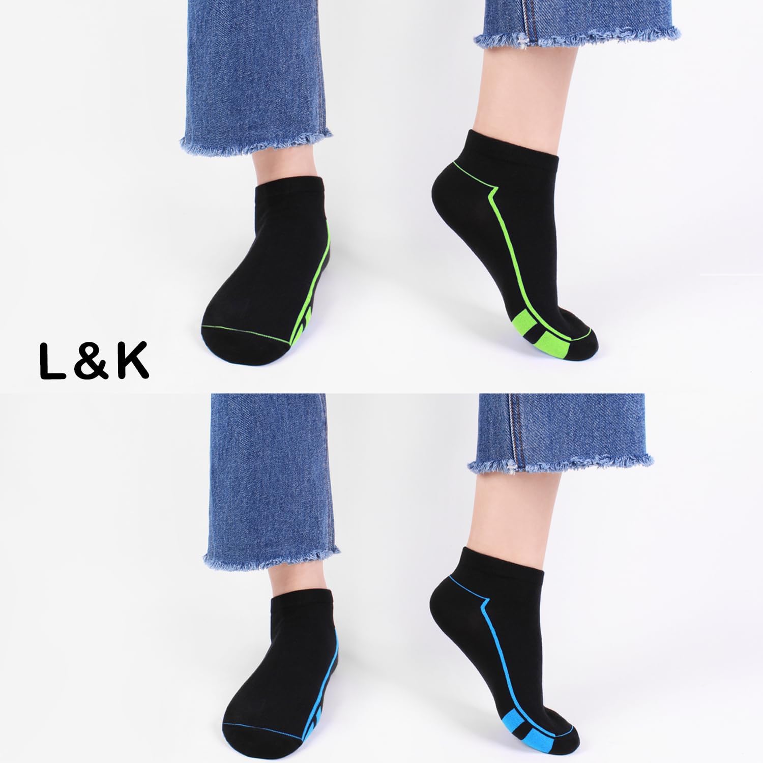 Detalle de L&K-II 12 paia di calze sportive sneaker in cotone da donna e unisex 92276