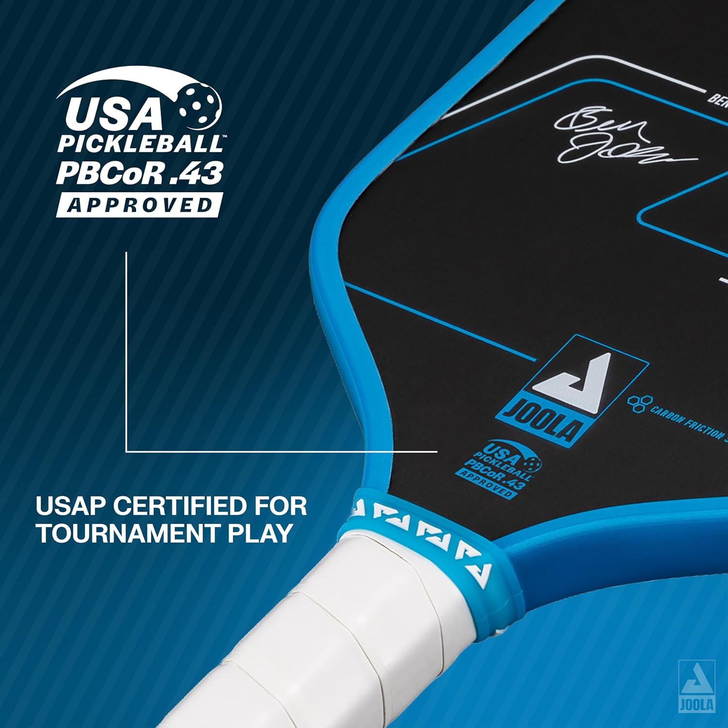 Detalle de JOOLA Ben Johns Hyperion CFS Pickleball Paddle — Carbon Surface, High Spin, Elongated Handle