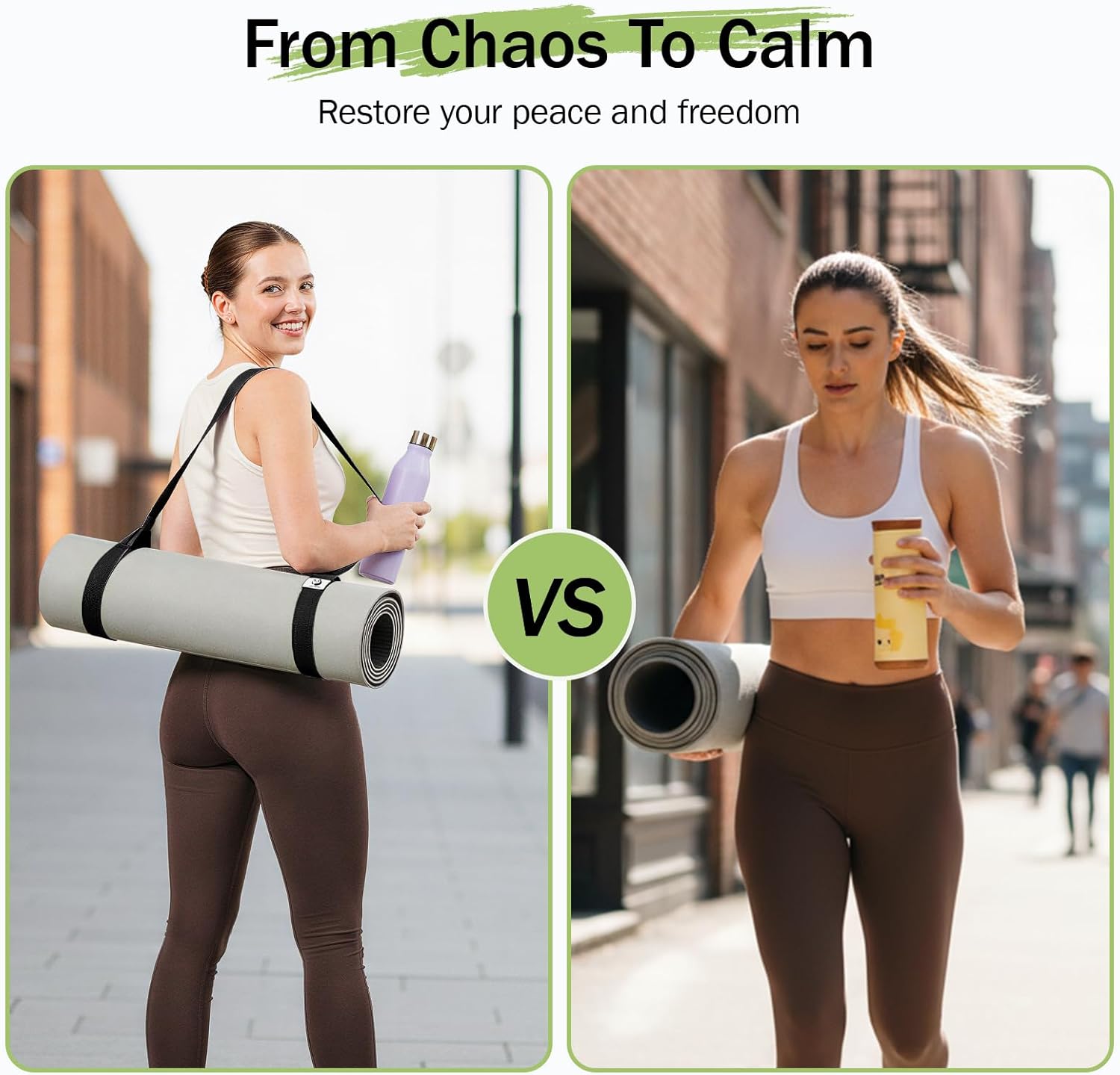 Detalle de Slim Panda adjustable yoga mat carry straps (cotton) – strap sling with loop, yoga mat not included