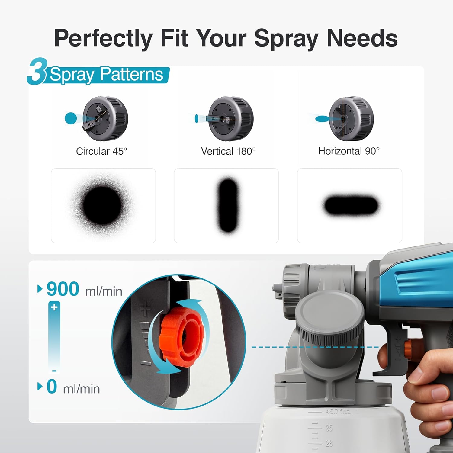 Detalle 2 de Tilswall Shark700 Cordless Paint Sprayer, 1,300 ml Tank, Brushless Motor