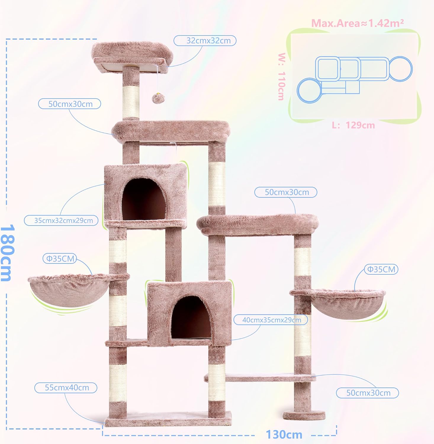 Detalle de Hey-brother Arbre Ă chat XXL 180 cm pour grands chats đ±