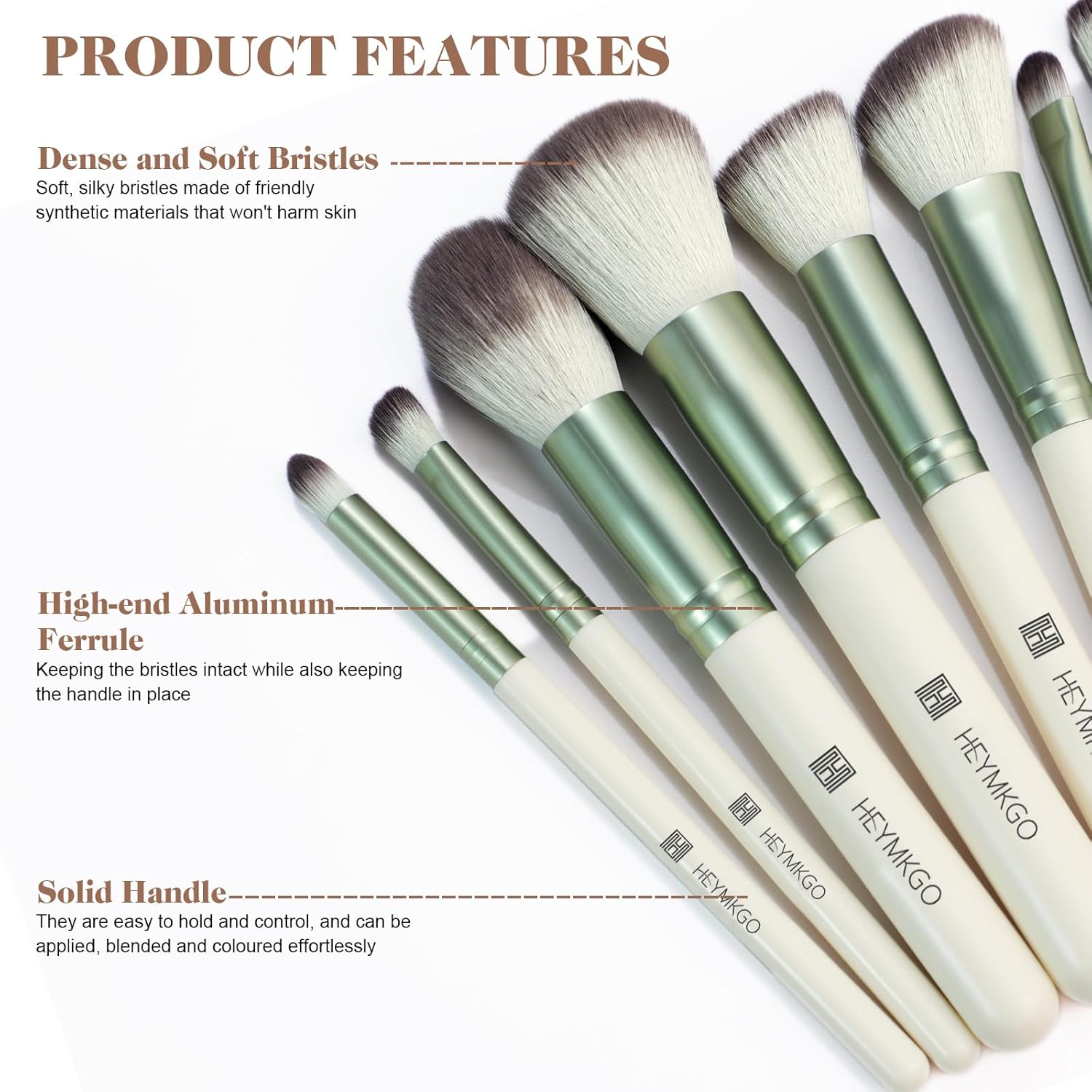 Detalle de HEYMKGO Pinselset Makeup 12-teilig – Profi-Makeup-Pinsel mit Reisetasche