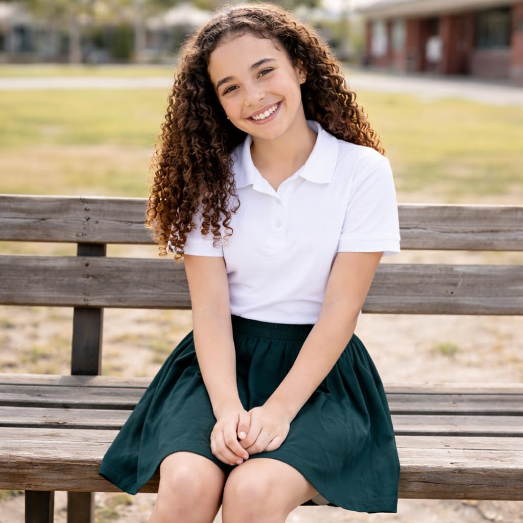 Detalle 2 de reshmena® Girls School Uniform Skirt – Classic Box Pleat Knee-Length Knit-Free Comfort for School Days