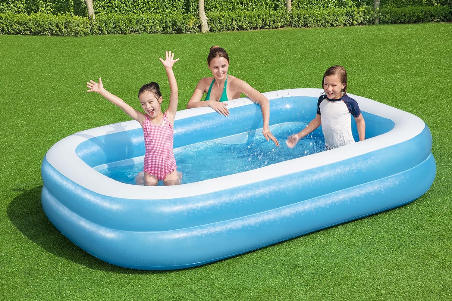 Detalle de Bestway Family Pool – Rechteckiger Kinderpool, schnell aufgebaut, 262 x 175 x 51 cm