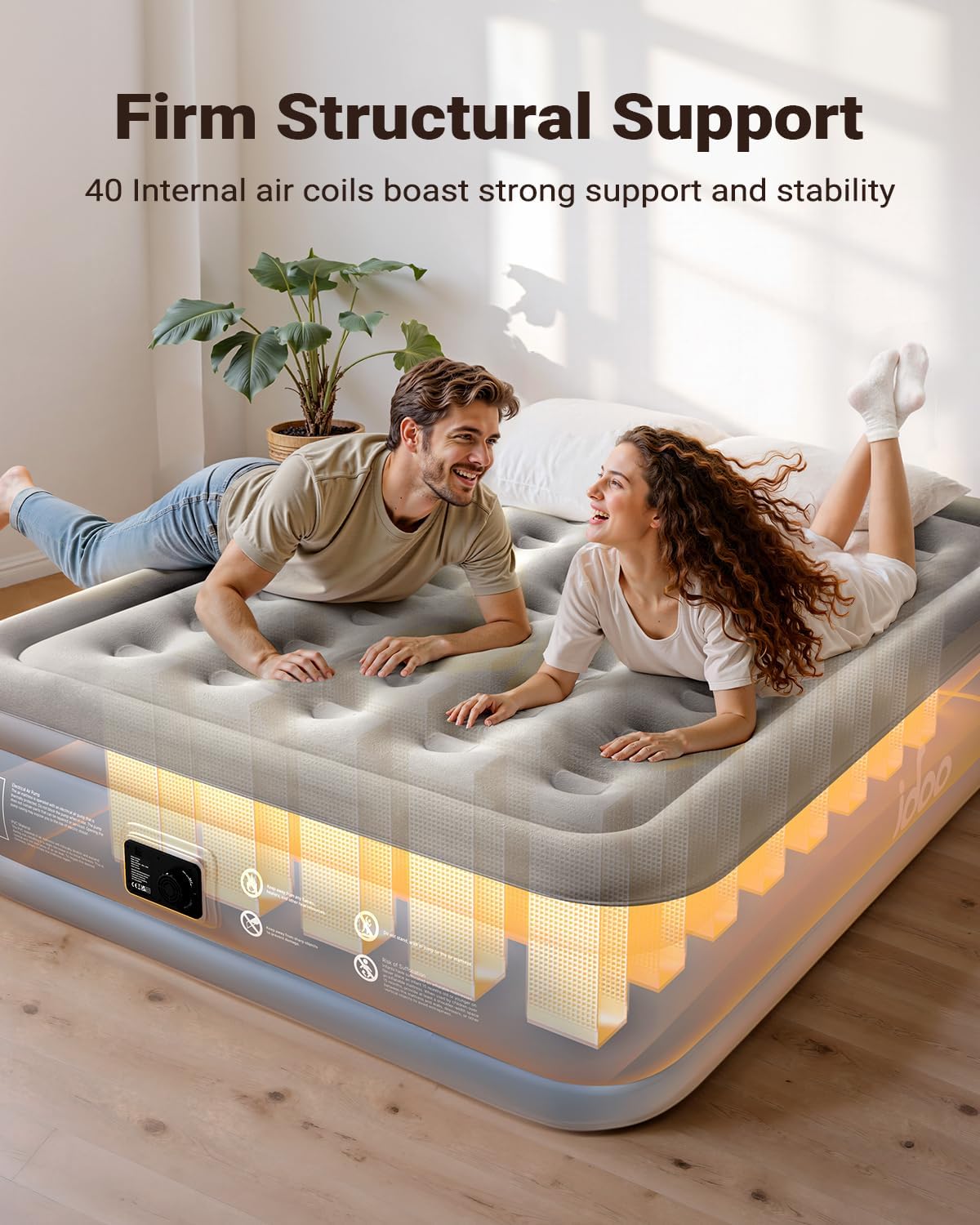 Detalle 2 de iDOO Inflatable Air Mattress King Size 203×152×38 cm