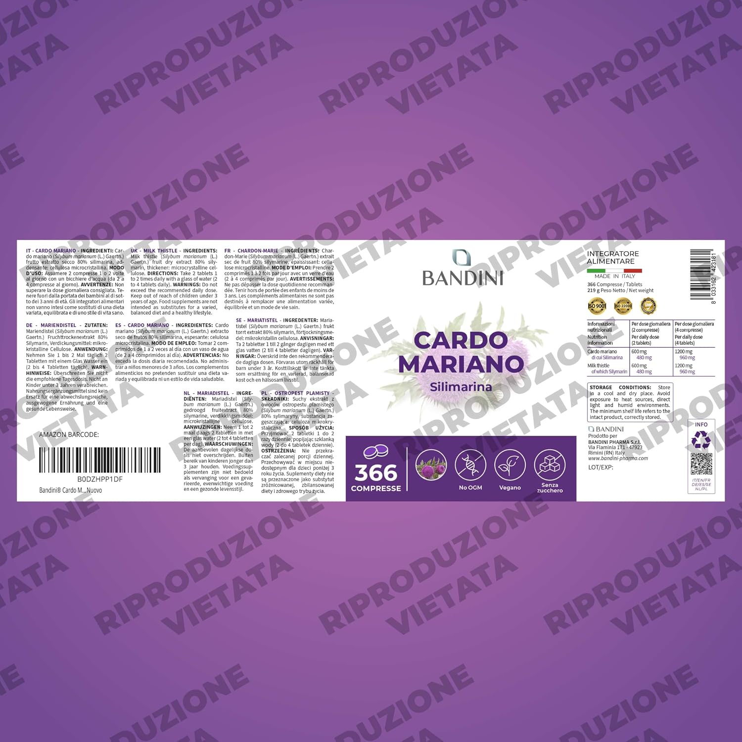 Detalle 1 de Bandini Mariadistel, 366 tabletten met 300 mg en 80% silymarine