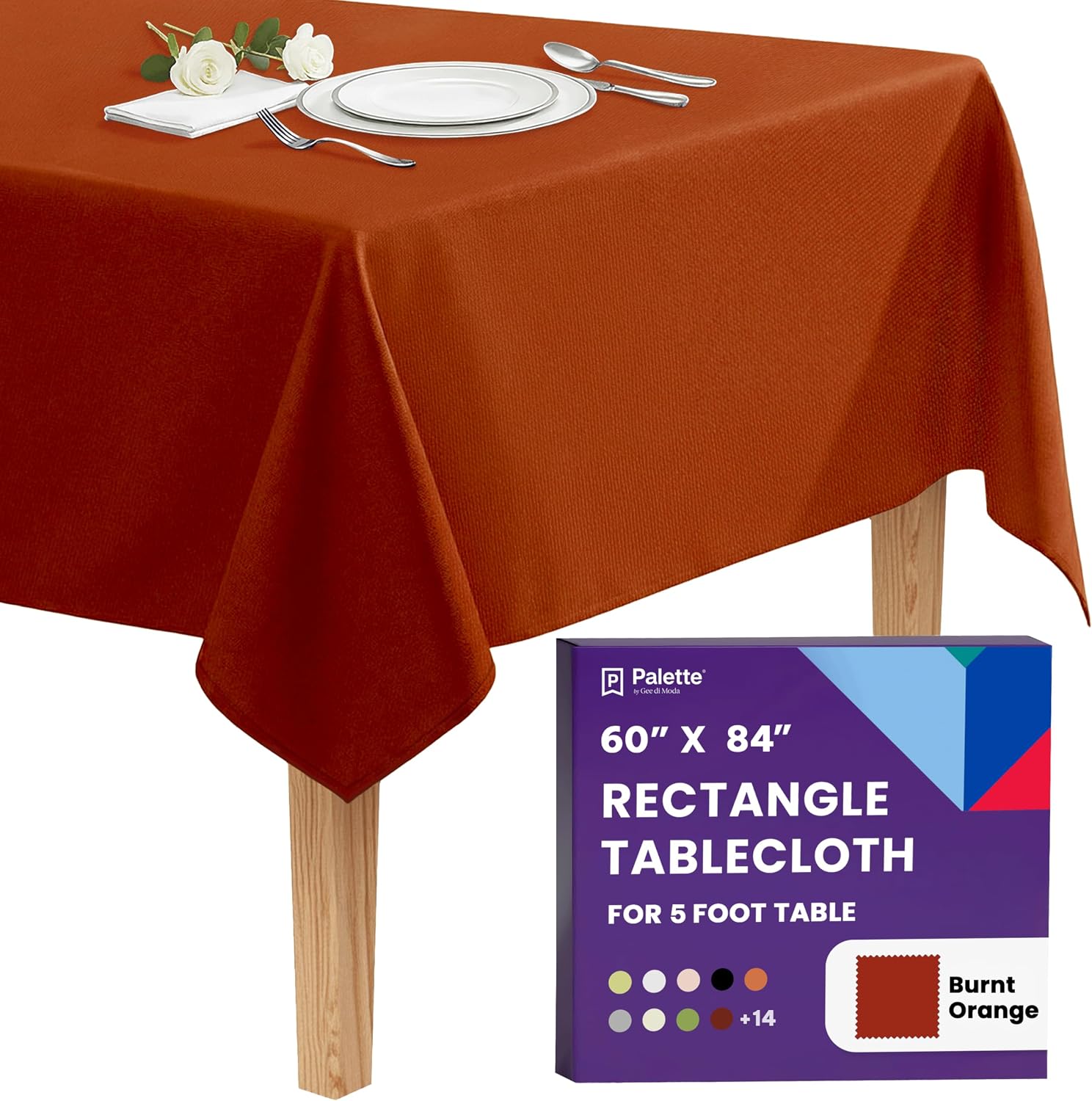 Detalle de Gee Di Moda Rectangle Tablecloth 60x84 in Burnt Orange