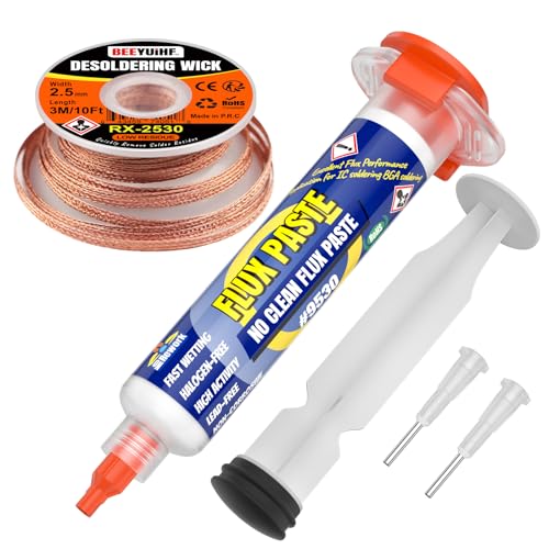 Detalle de BEEYUIHF kit de dessoudage avec flux 10 mL et tresse cuivre 2,5 mm