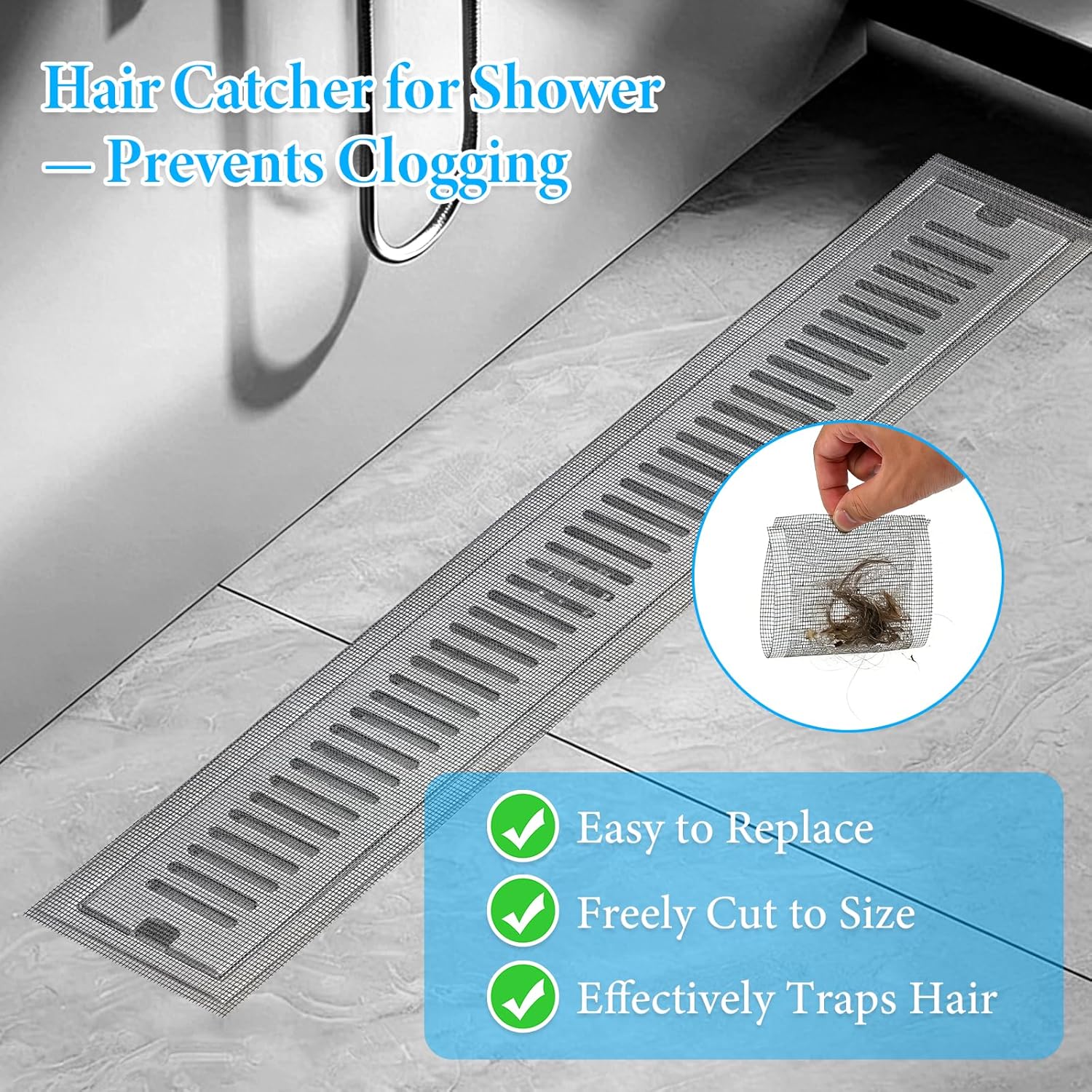Detalle de TAIANJI Shower Hair Strainer: Disposable Drain Catcher Rolls (100mm × 10m and 70mm × 10m) for Bathrooms