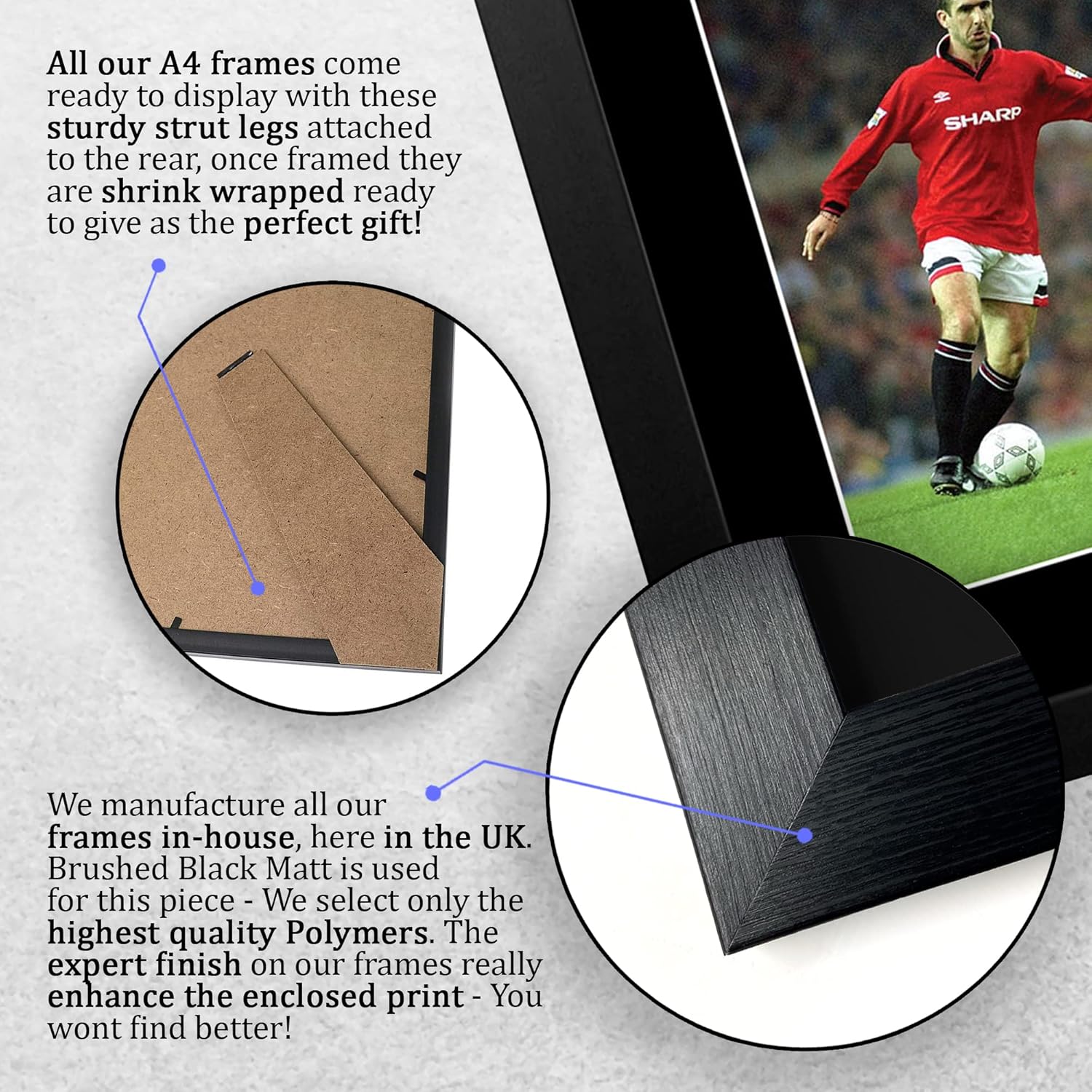 Thumbnail 6 de HWC Trading Eric Cantona gift signed and framed A4 print display
