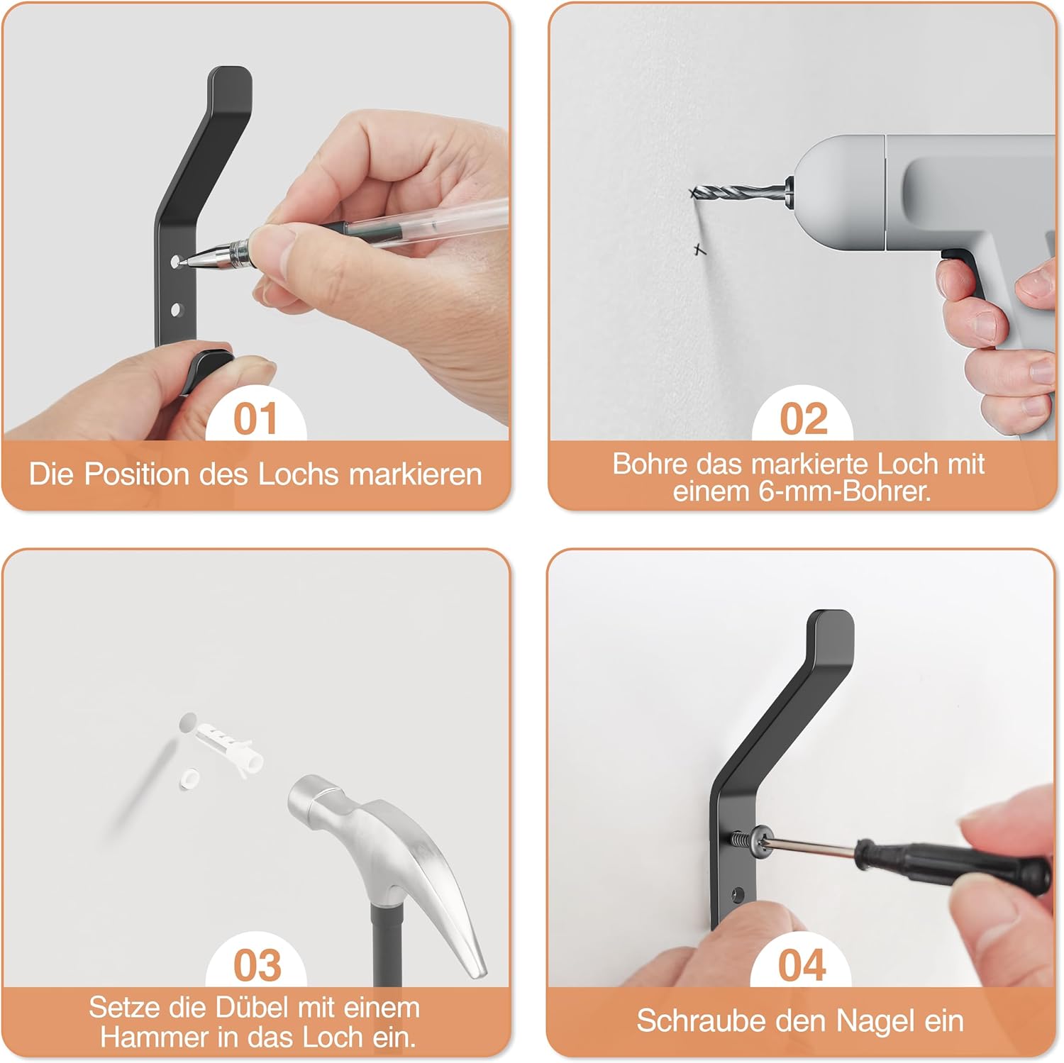 Thumbnail 6 de susswiff 10‑Stück Garderobenhaken Schwarz 10 cm