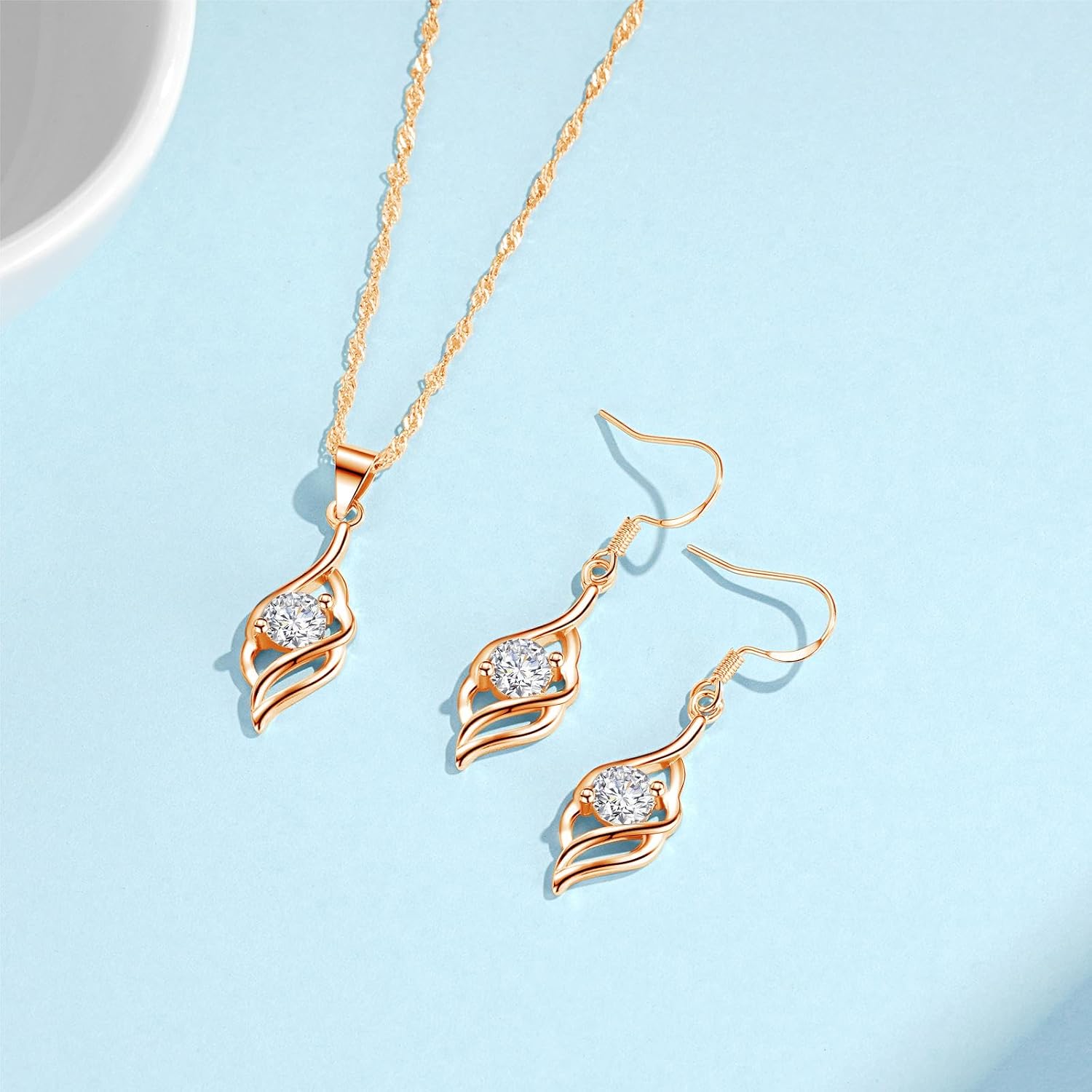 Thumbnail 2 de Deyanse 925er Silber Schmuckset für Damen mit Engelsflügel-Anhänger (45 + 5 cm) und Ohrhängern