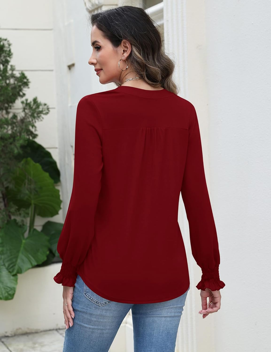 Thumbnail 3 de Rapbin Damen Tunika-Shirt mit V-Ausschnitt, Knopfleiste und Kurzarm-Optik (Polyester/Viskose/Elasthan)