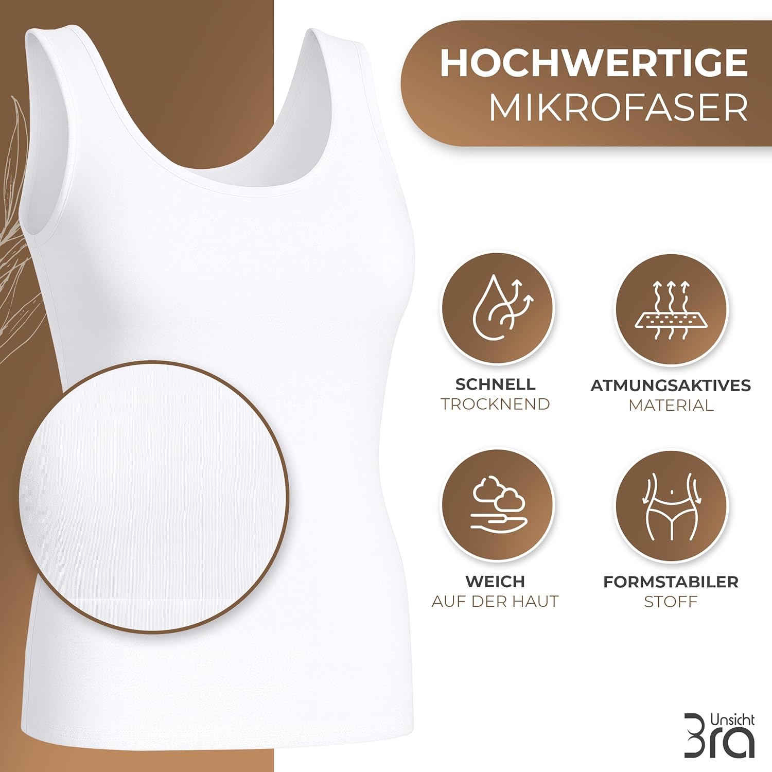 Thumbnail 1 de UnsichtBra 3er Pack Shape Longshirts Damen – Basic Unterhemden ohne Bügel in Weiß, Schwarz & Beige