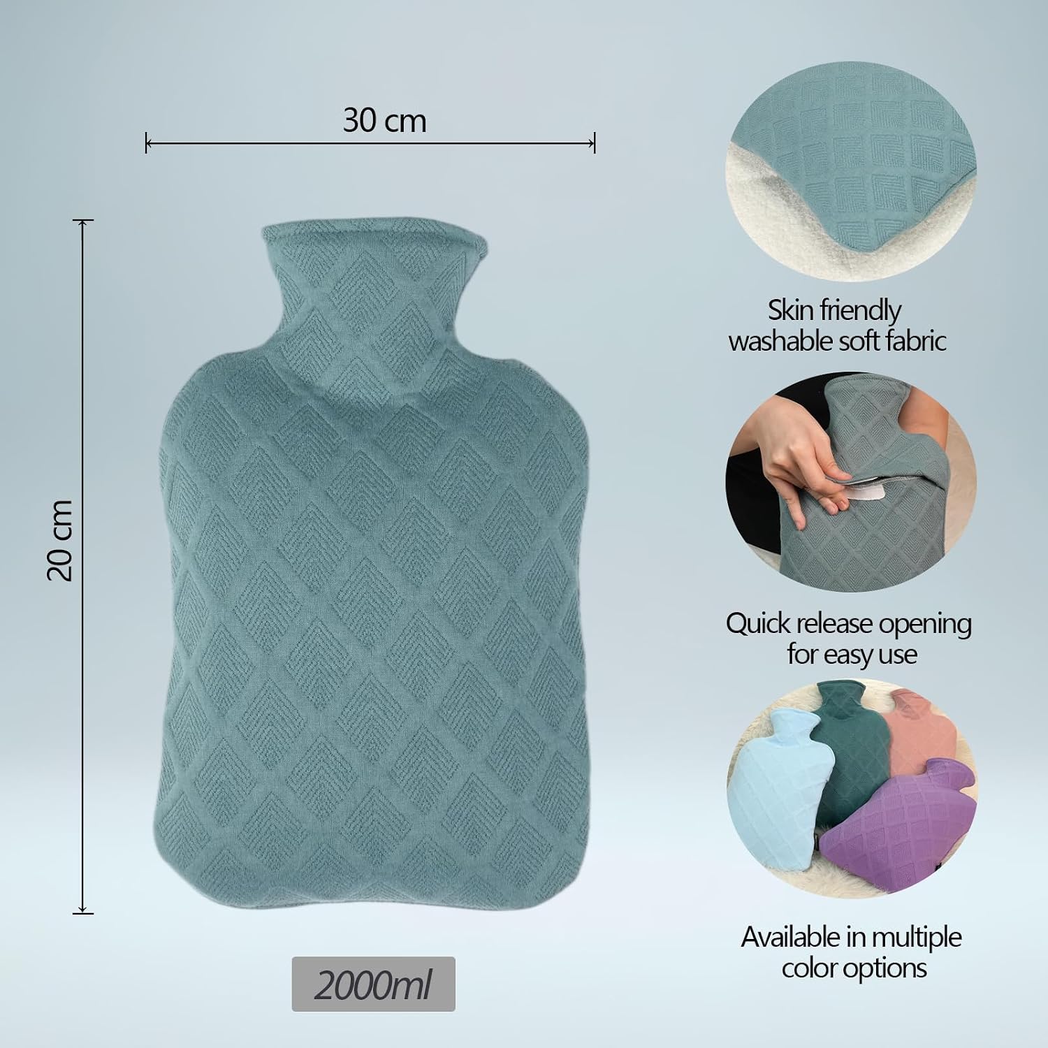 Detalle 2 de FORICOM Hot Water Bottle 2L — heat pad for cramps ♨