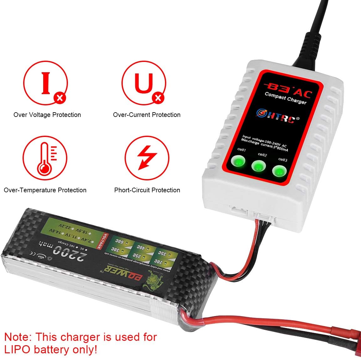 Thumbnail 5 de Haisito B3 Lipo Ladegerät für 2S/3S Akkus (100–240V) – kompaktes Schnellladegerät mit Balancer