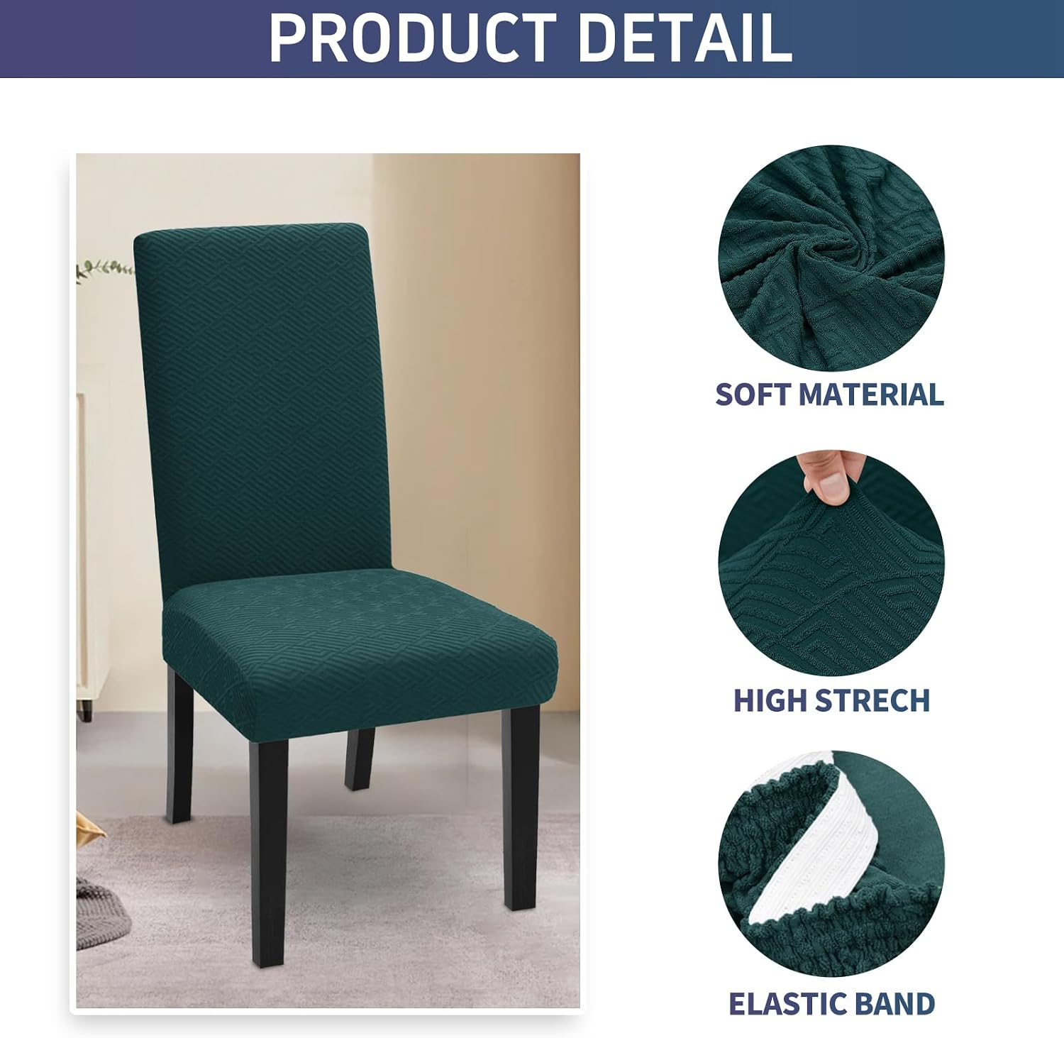 Detalle 2 de YSTELLAA Housse De Chaise 6 Pièces Vert Foncé