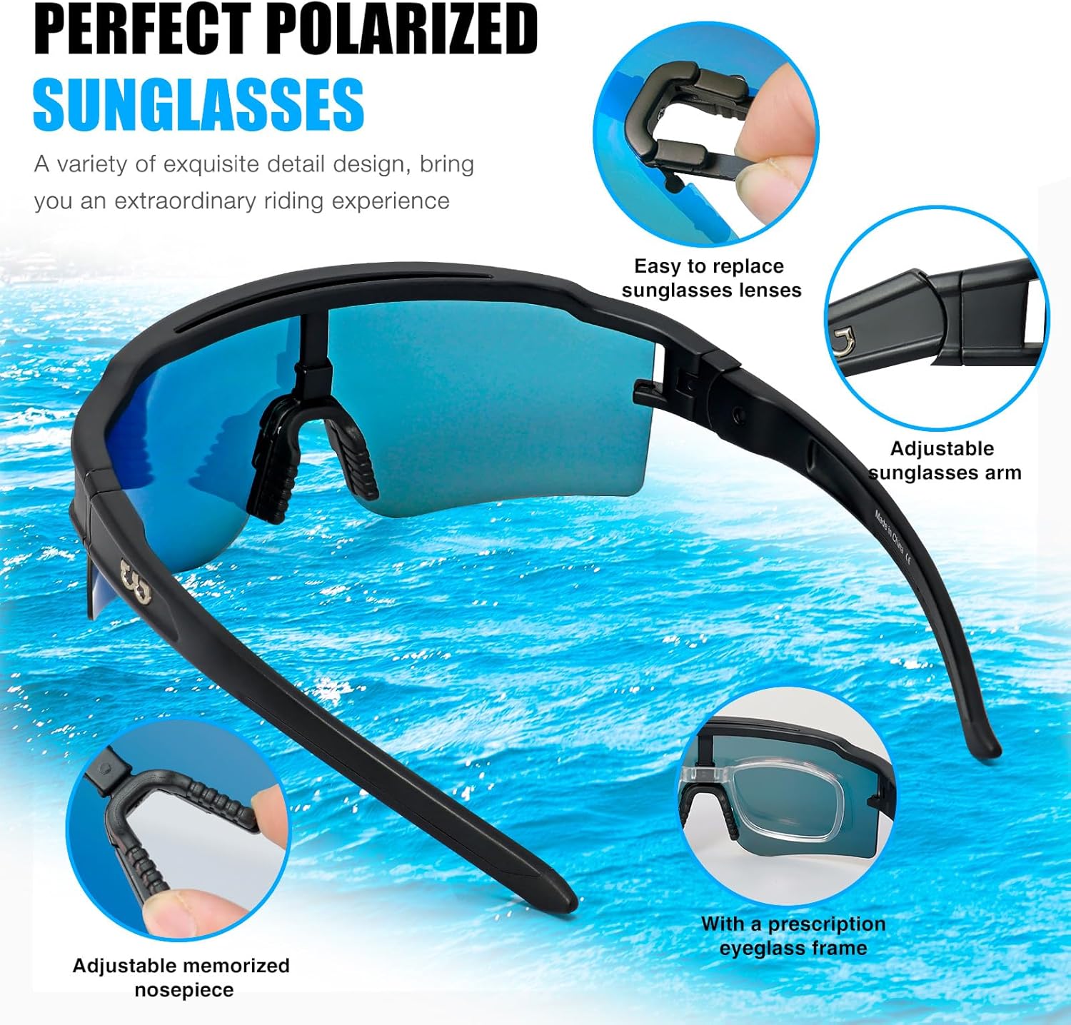 Thumbnail 4 de SPOSUNE Polarisierte Fahrradbrille mit 3 austauschbaren Gläsern (TR90) – für Frauen & Männer