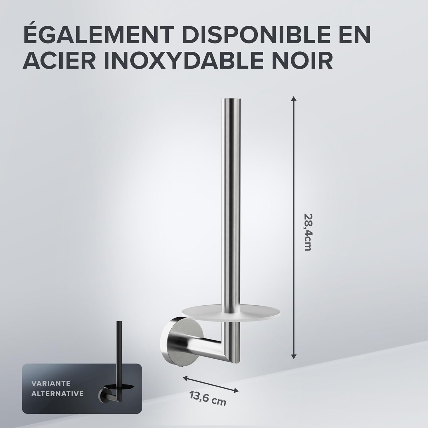 Thumbnail 2 de Ovimar Skodsbol – Porte-rouleau mural sans perçage en acier inoxydable et verre, bouton d’achat élégant