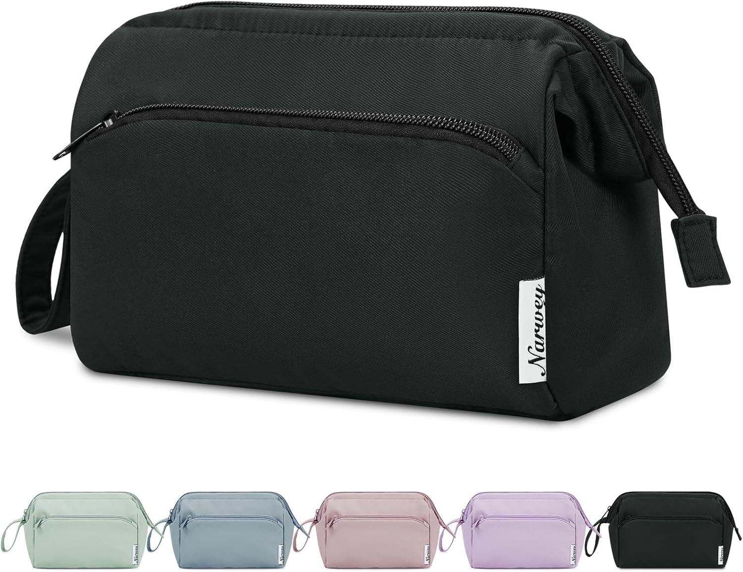 Thumbnail 6 de Narwey Klein Kulturtasche Damen – Weit geöffnete Kosmetiktasche mit Fächern, Beige Flamingo