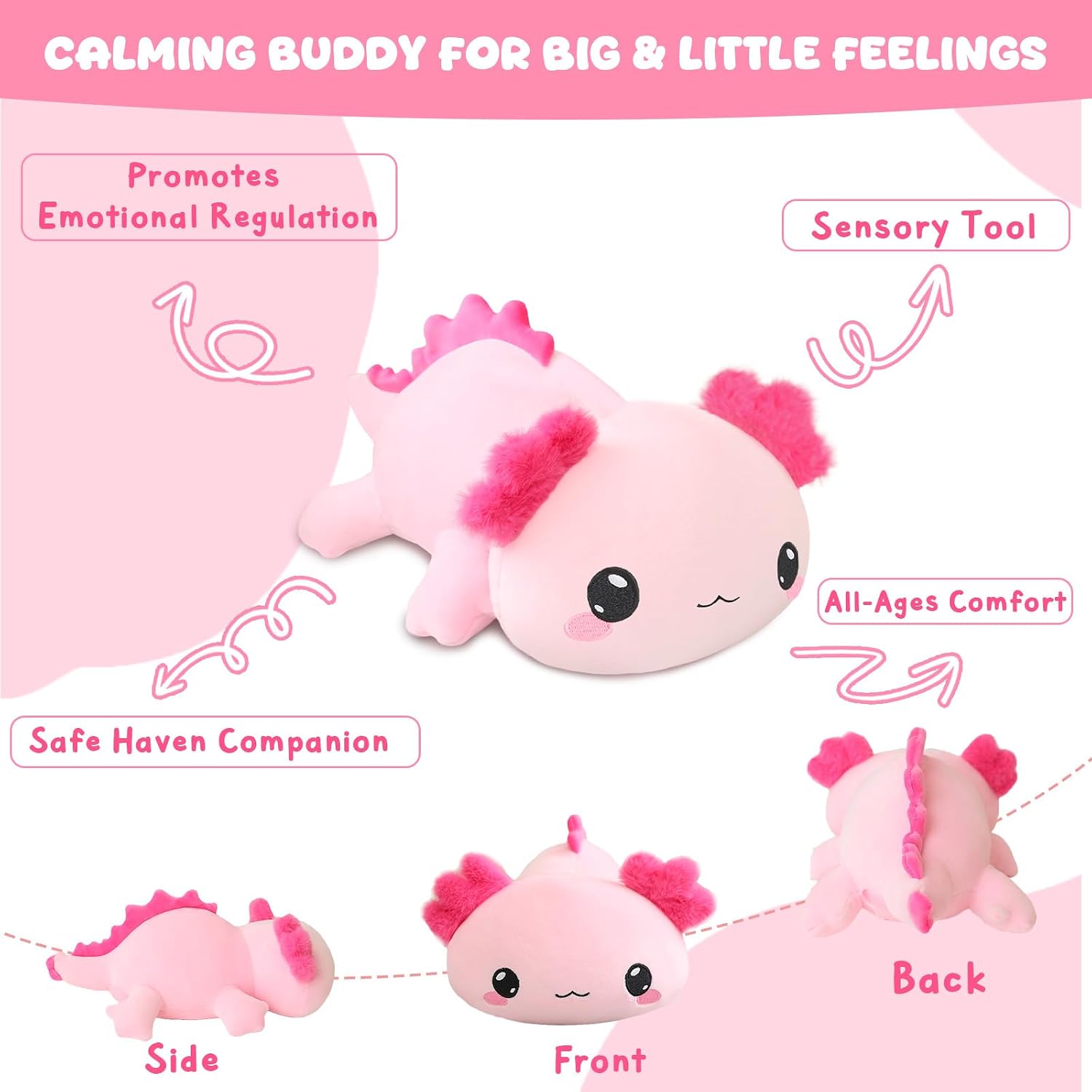 Thumbnail 4 de Xfrog gewichtetes Axolotl-Plüschtier 25 cm Rosa
