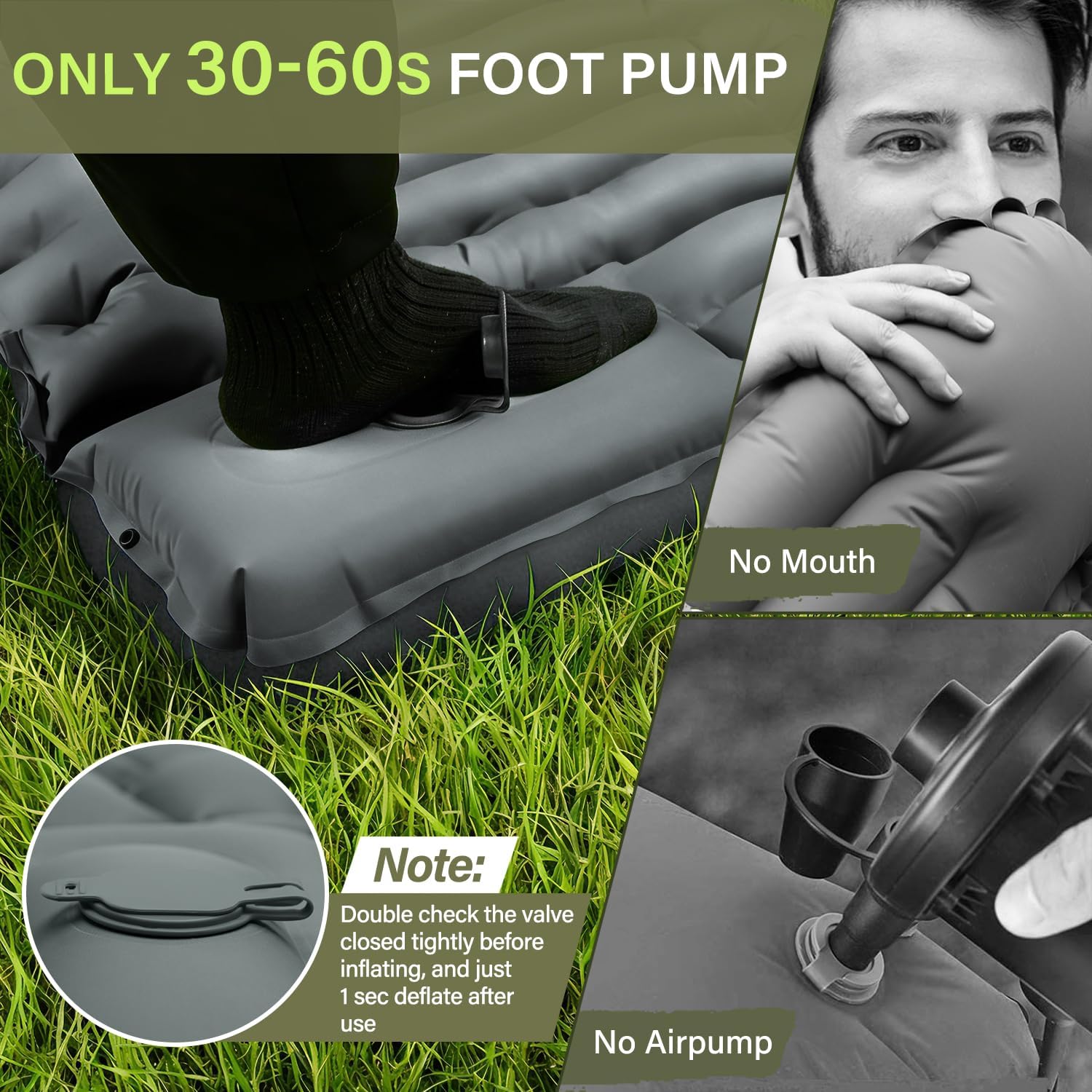 Detalle 2 de FUN PAC Camping Sleeping Pad: Ultralight, 3-Inch Thick with Built-In Pillow