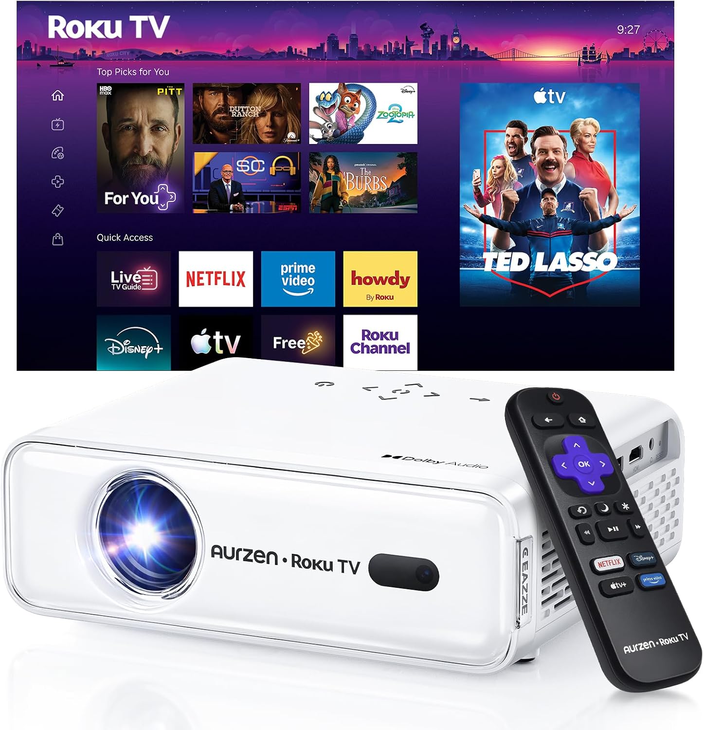 Detalle de Aurzen Roku TV Smart Projector 1080P